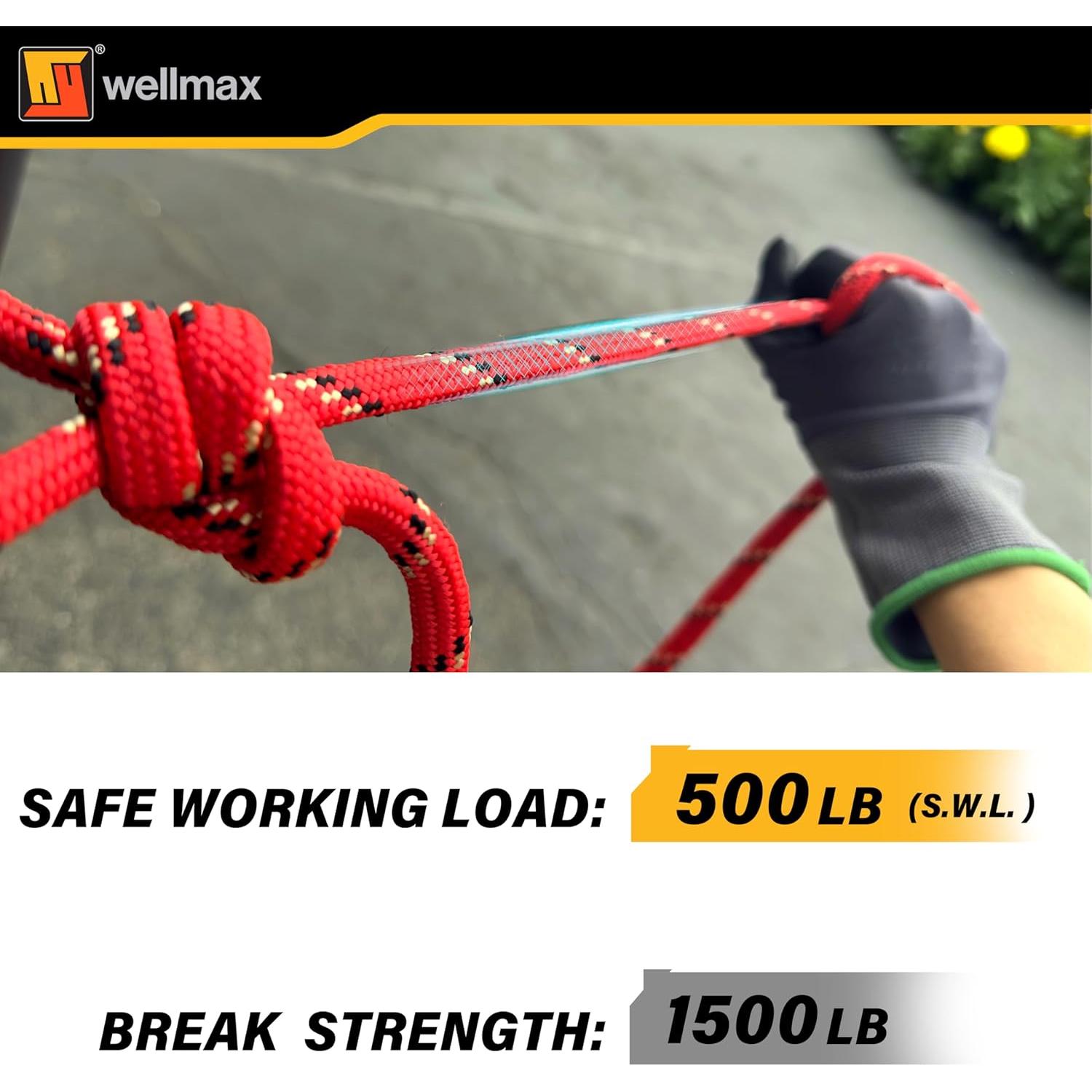 Cuerda de Nylon Trenzada Wellmax 0.96 cm x 15.24 m - Rojo