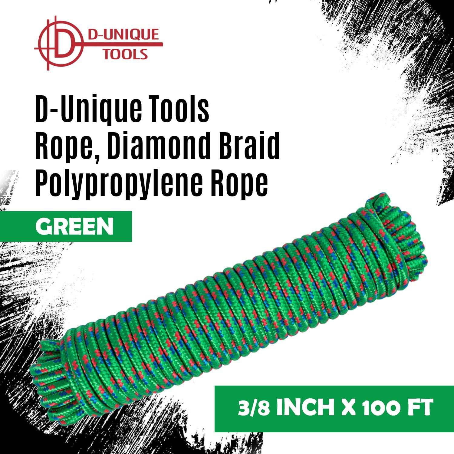 Cuerda Trenzada de Polipropileno D-Unique 3/8" x 30.48 m Verde-Multicolor