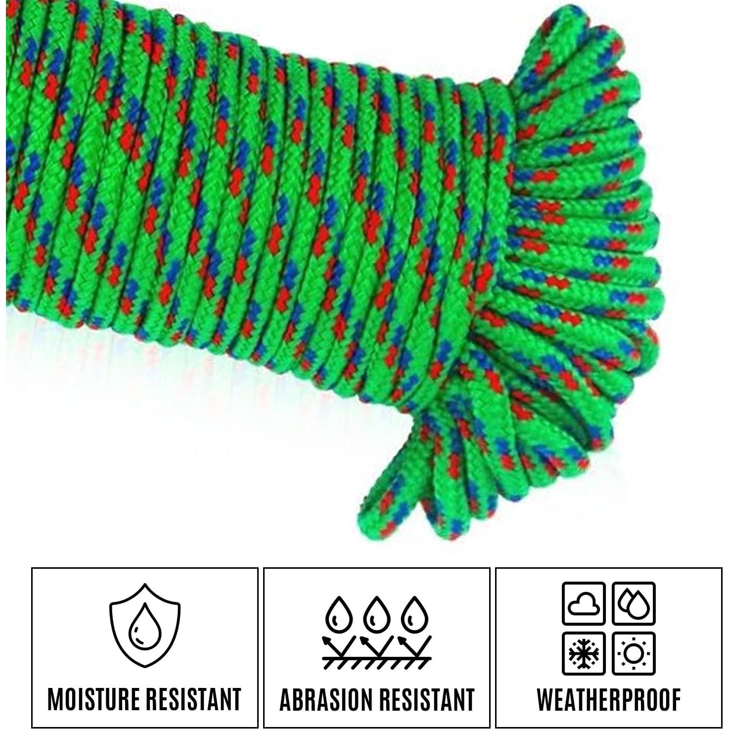 Cuerda Trenzada de Polipropileno D-Unique 3/8" x 30.48 m Verde-Multicolor