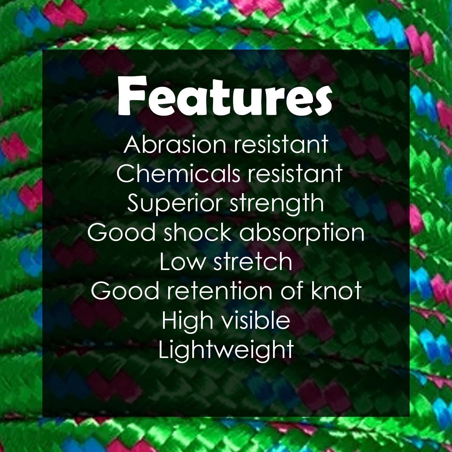 Cuerda Trenzada de Polipropileno D-Unique 3/8" x 30.48 m Verde-Multicolor