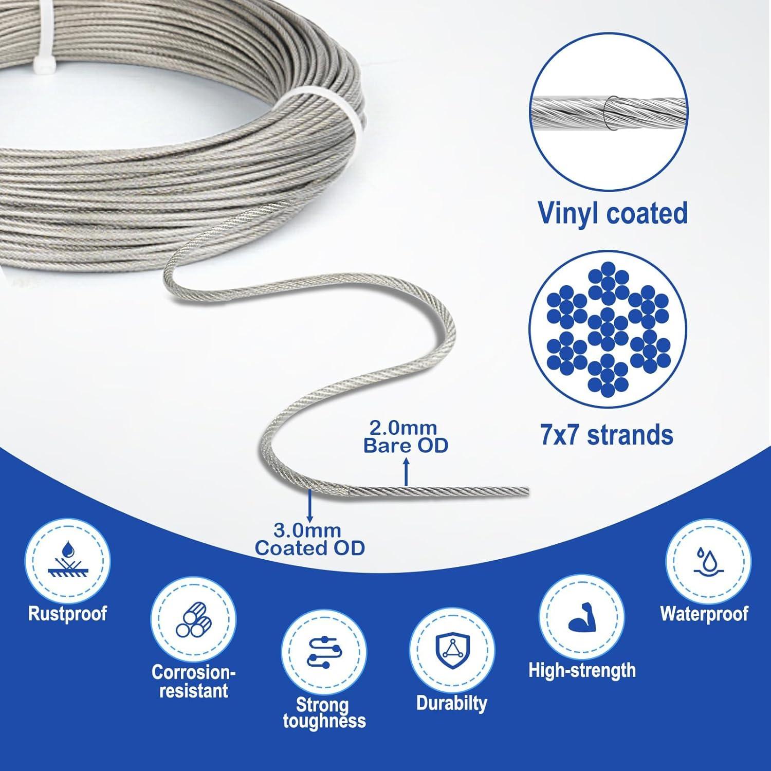 Kit de Cable de Alambre 3mm TooTaci, 30.48m Acero Inoxidable