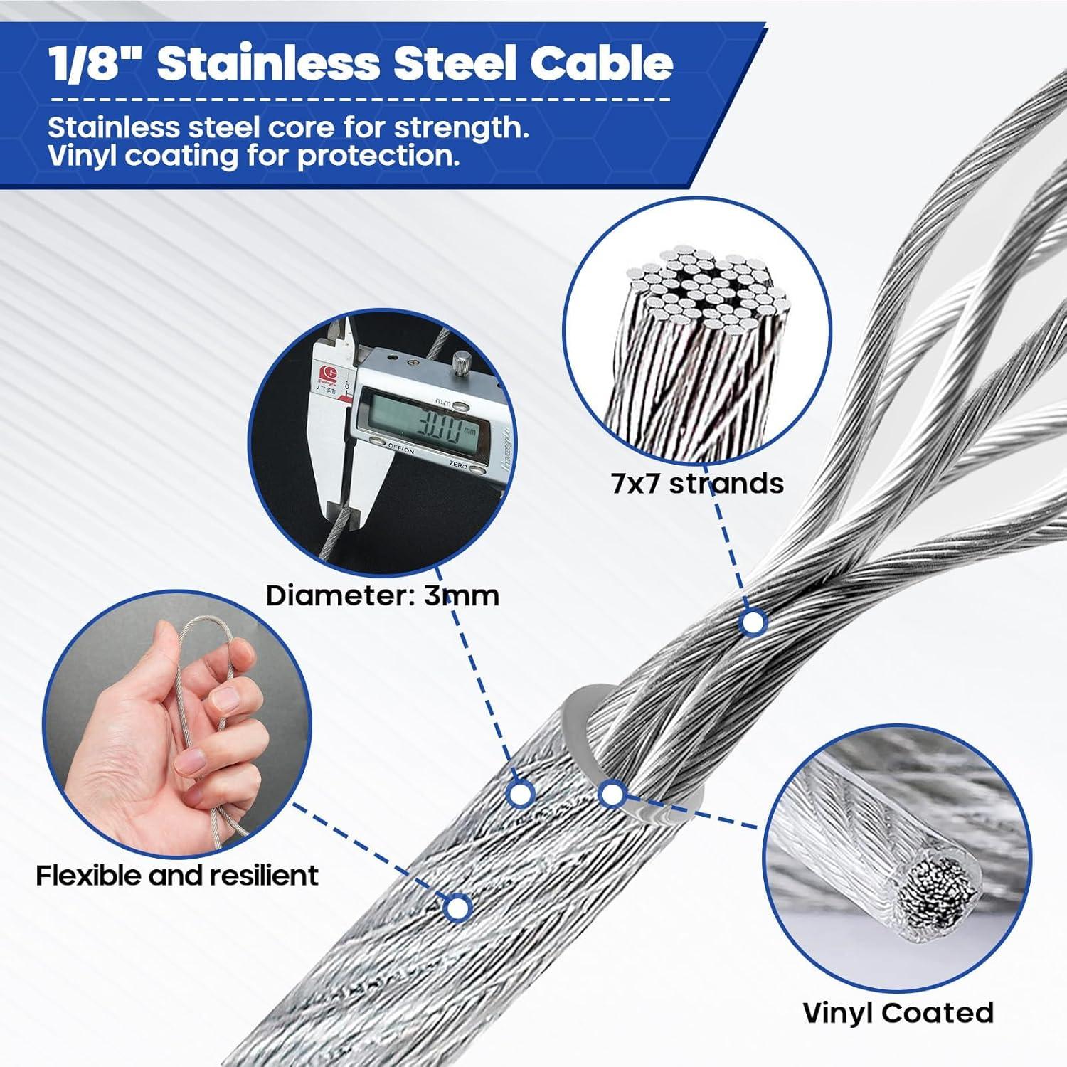 Kit de Cable de Alambre 3mm TooTaci, 30.48m Acero Inoxidable