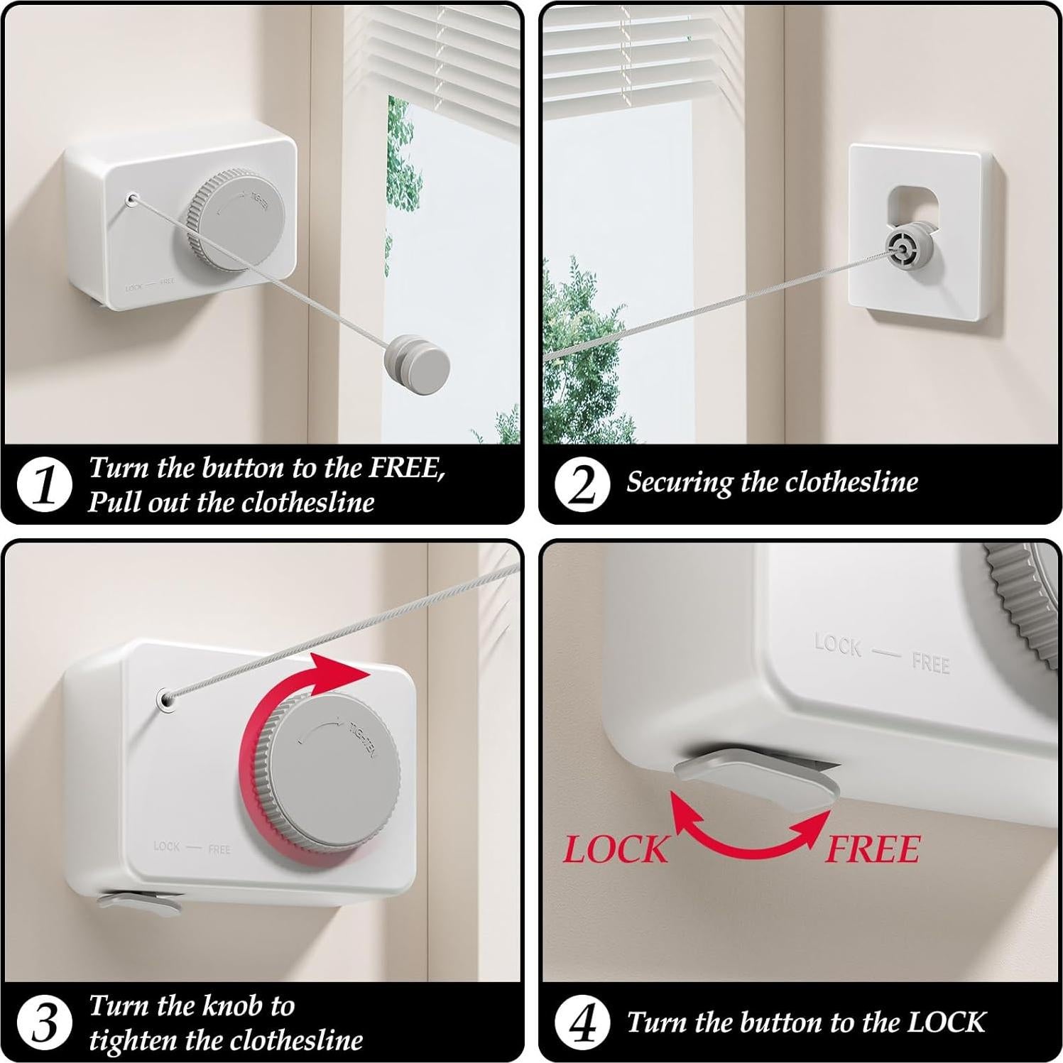 Cuerda de Ropa Retráctil Danpoo 4.2m Acero Inoxidable