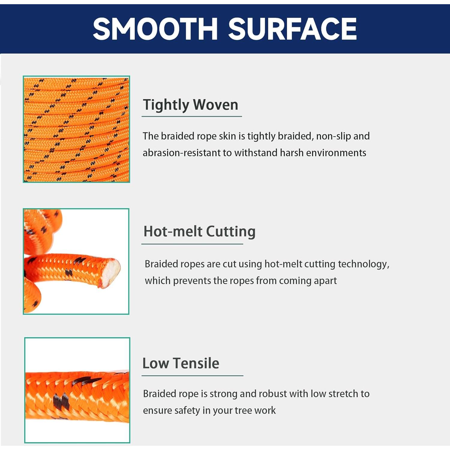 Cuerda de Rigging de Poliéster 1/2" 150 Pies Elfinrm Naranja