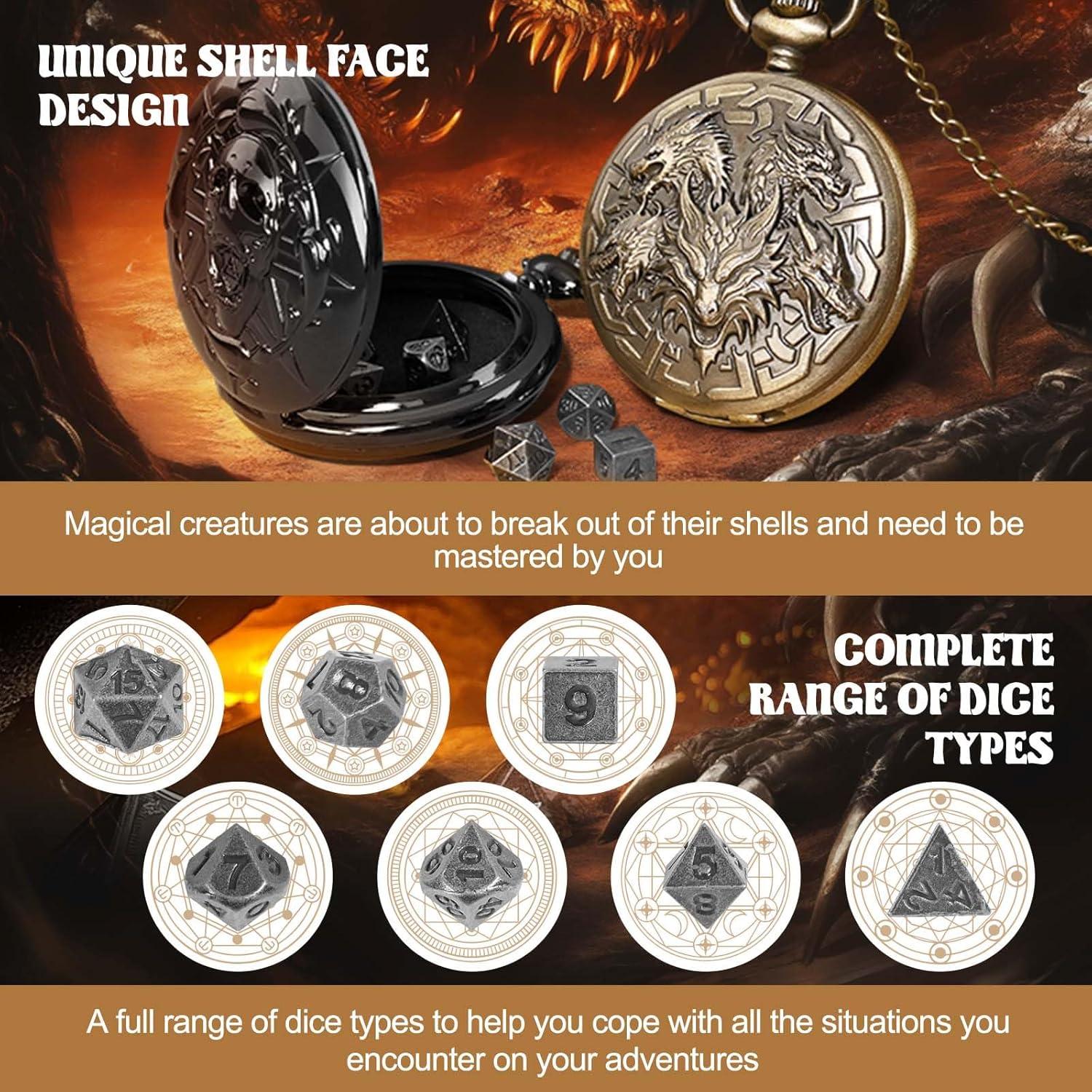 Juego de Dados D&D Banloga 7PCS Metal Dragón Mini