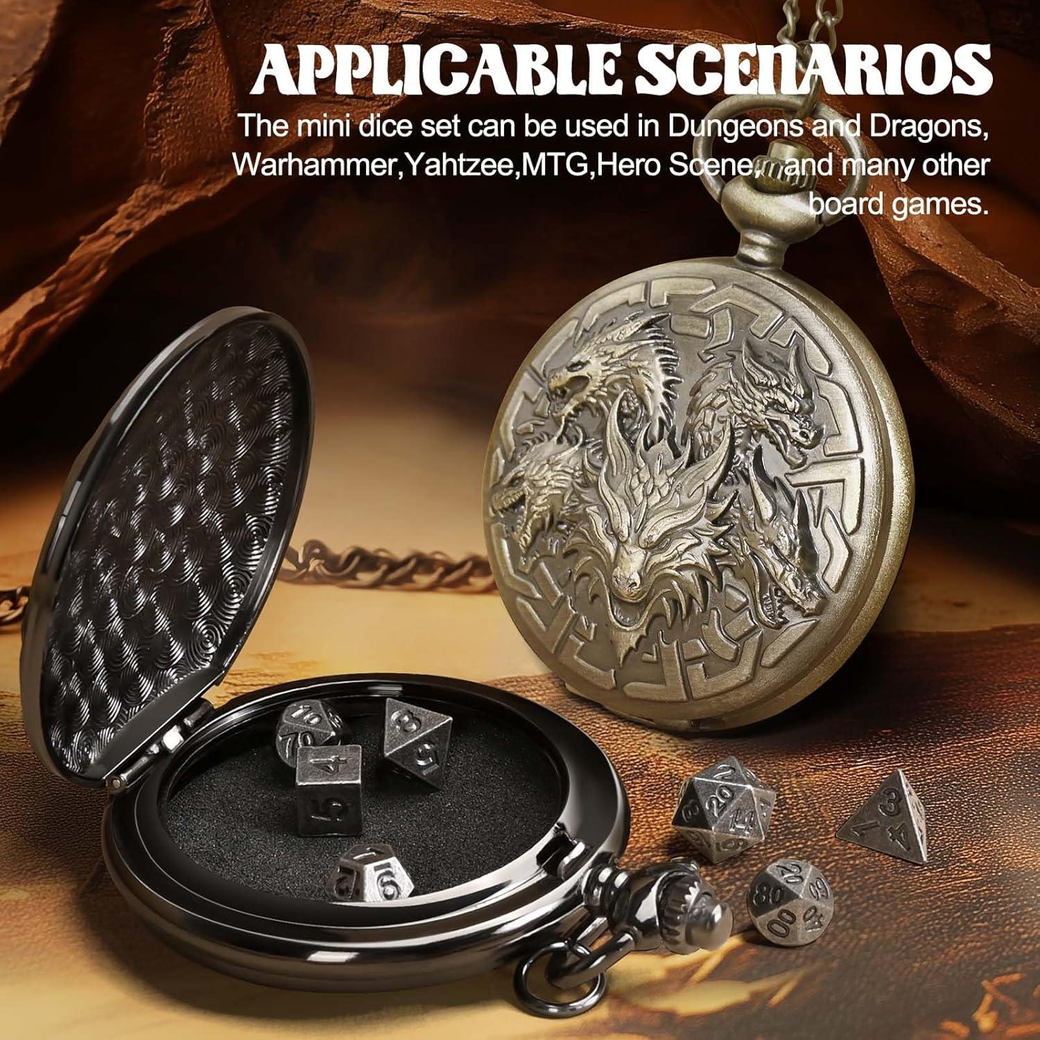 Juego de Dados D&D Banloga 7PCS Metal Dragón Mini