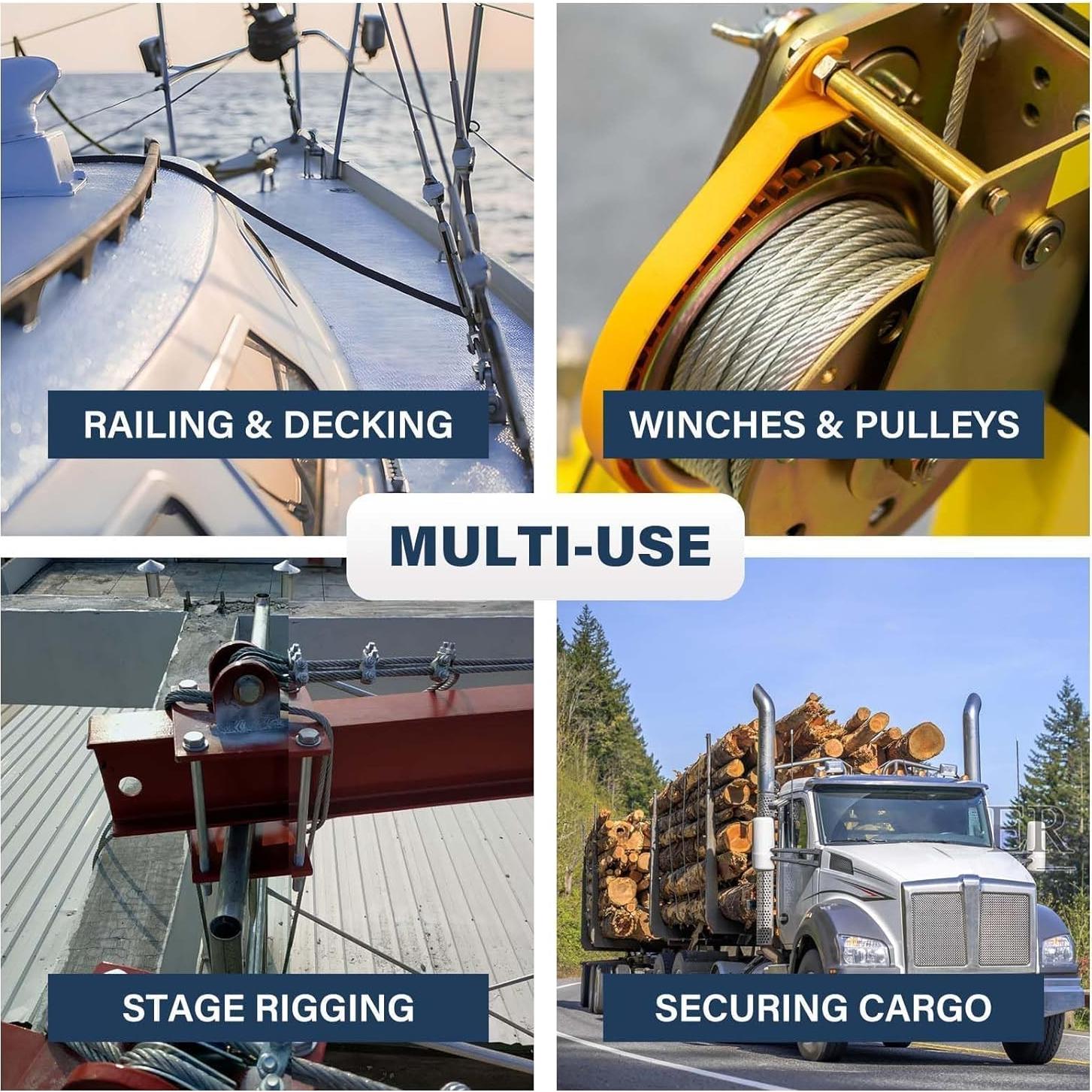 Cable de acero inoxidable 3/16 JINYI 30.48m 1678kg resistencia