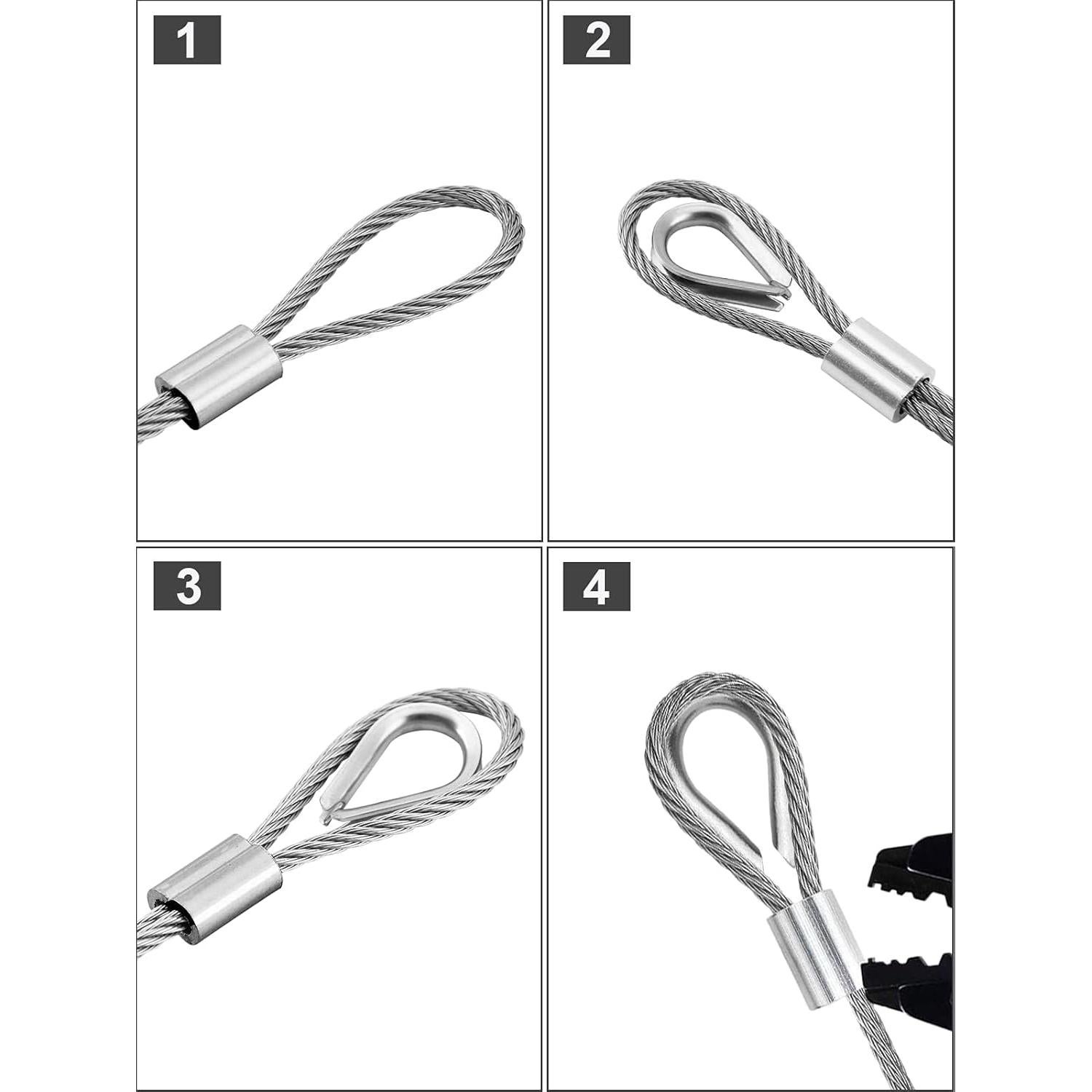 Kit de Cable de Acero Inoxidable 3mm TooTaci 50m con Accesorios