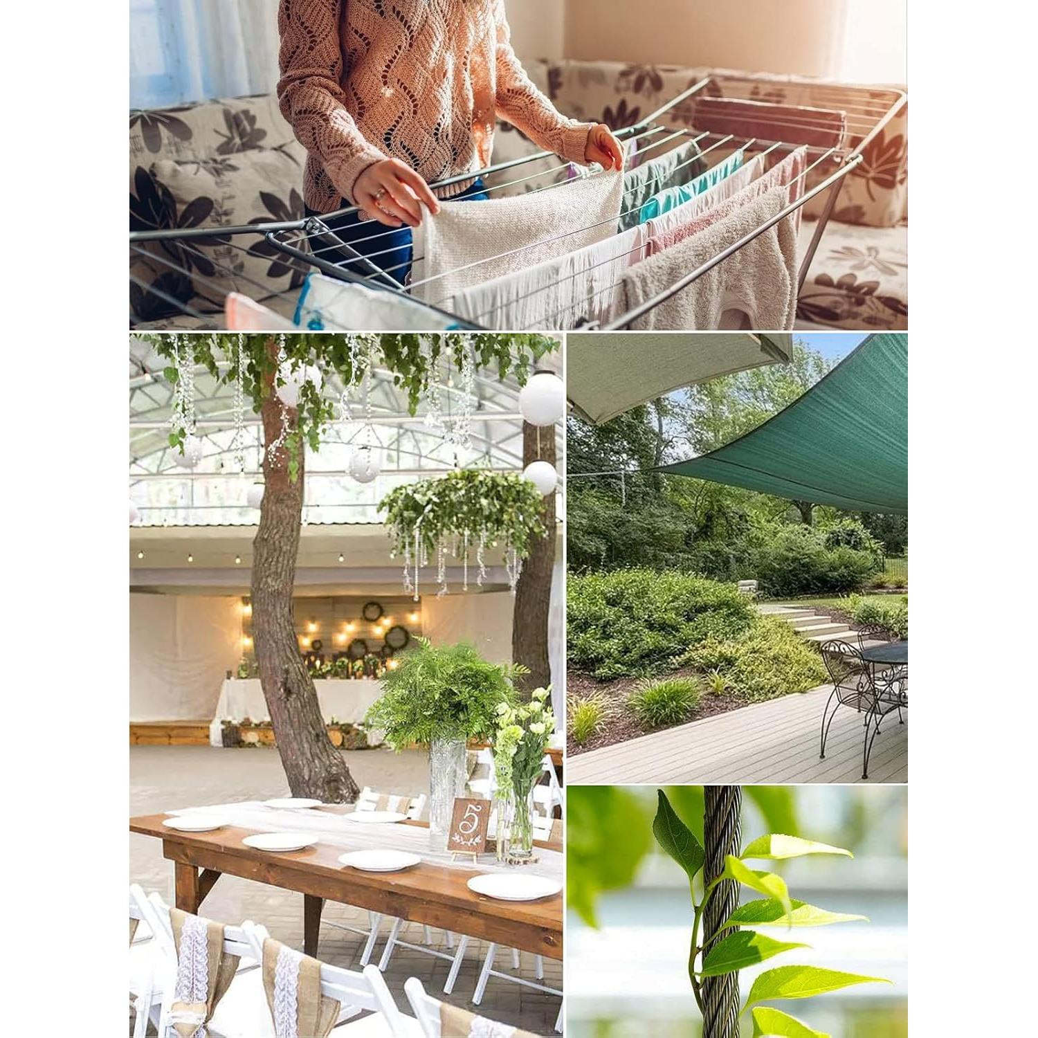 Kit de Cable de Acero Inoxidable 3mm TooTaci 50m con Accesorios