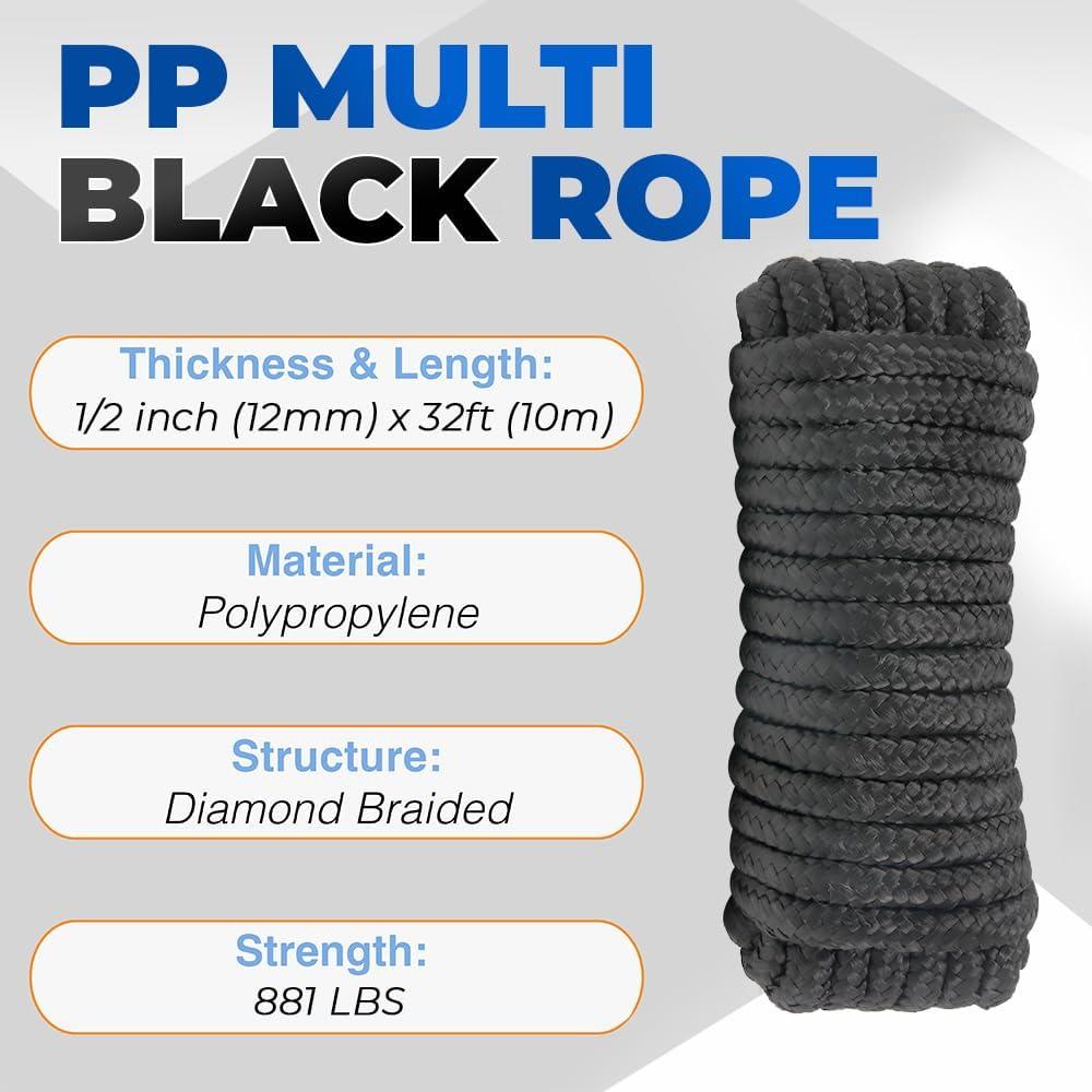 Cuerda trenzada de polipropileno GOLDEN COCK 9.75m 12mm negra