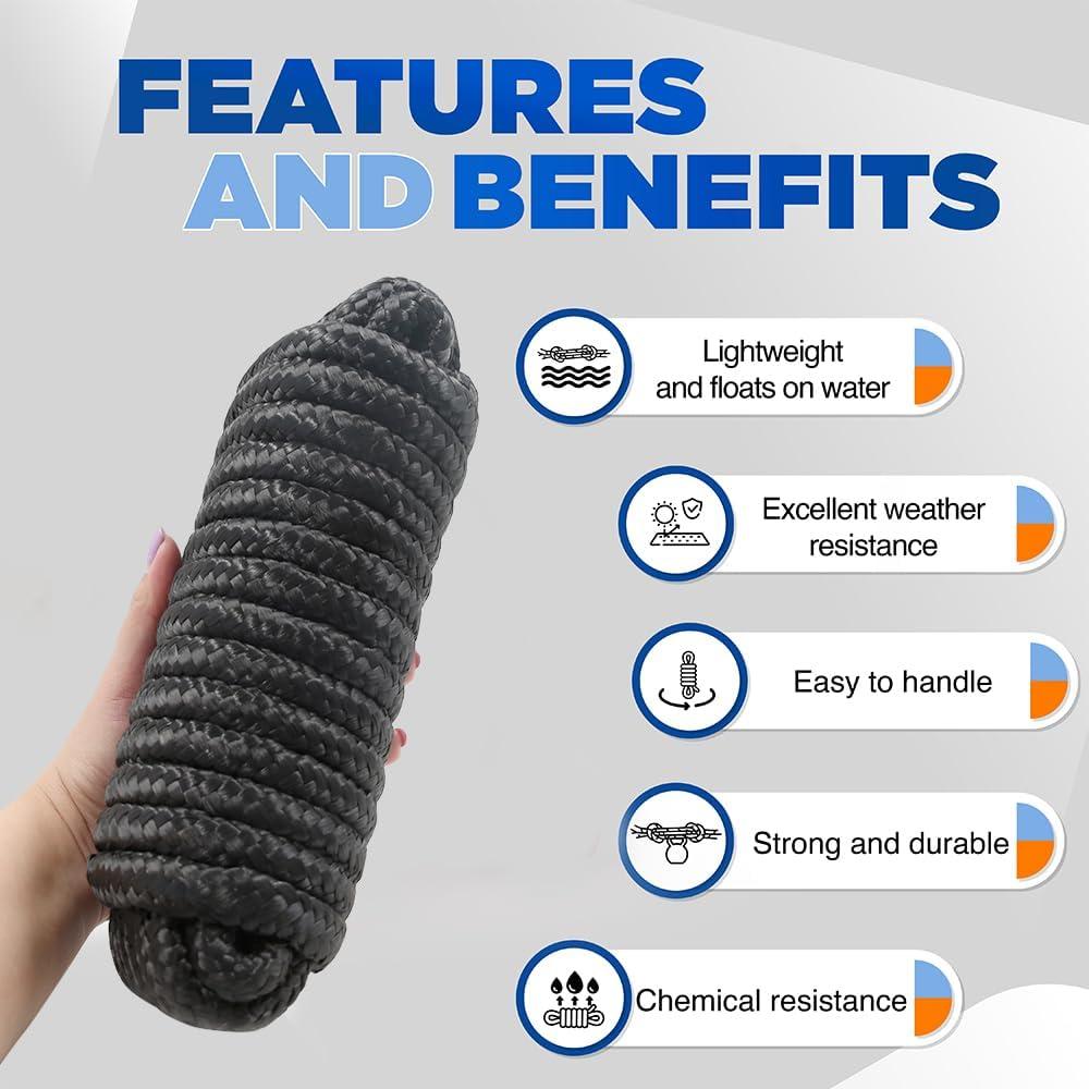 Cuerda trenzada de polipropileno GOLDEN COCK 9.75m 12mm negra