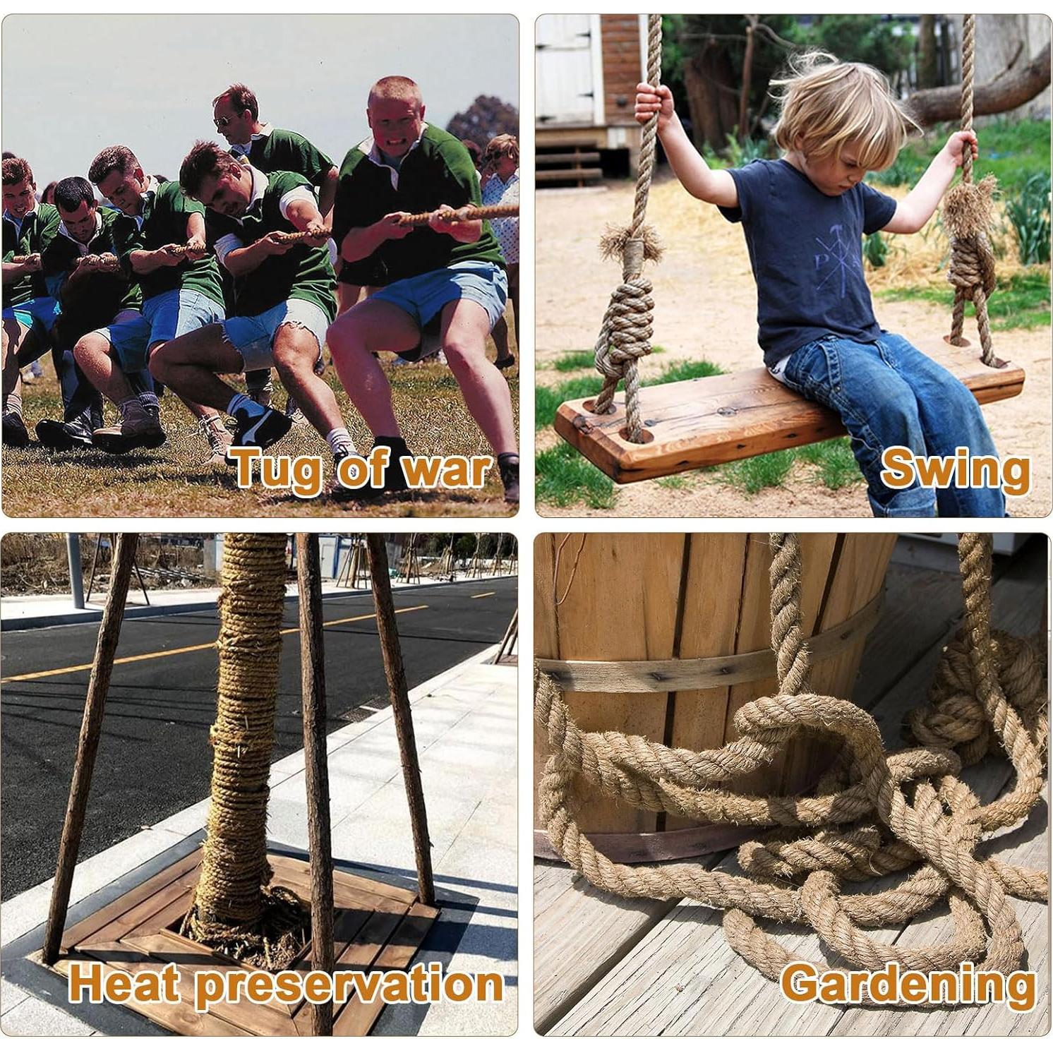 Cuerda de yute Kweetle 1 pulgada x 15.24 m alta resistencia