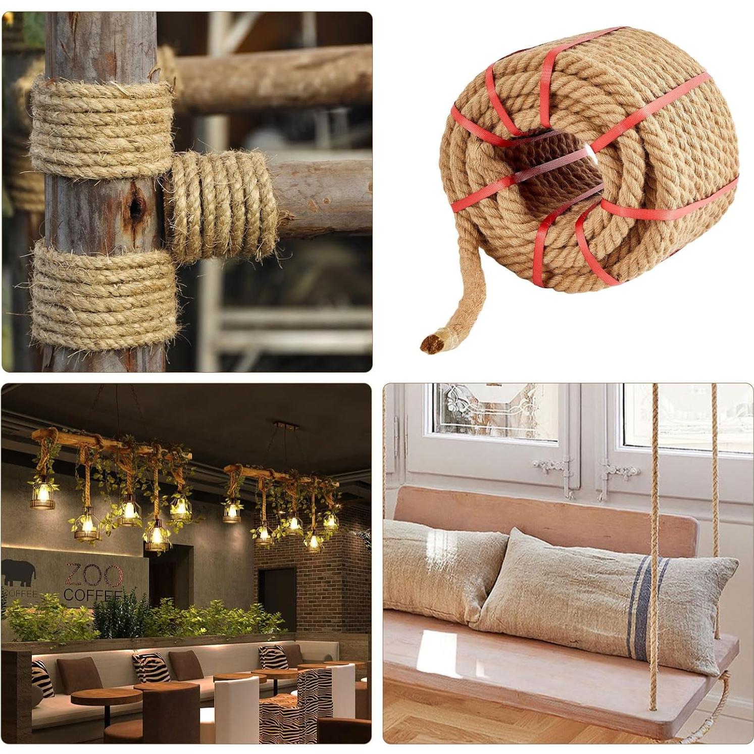 Cuerda de yute Kweetle 1 pulgada x 15.24 m alta resistencia