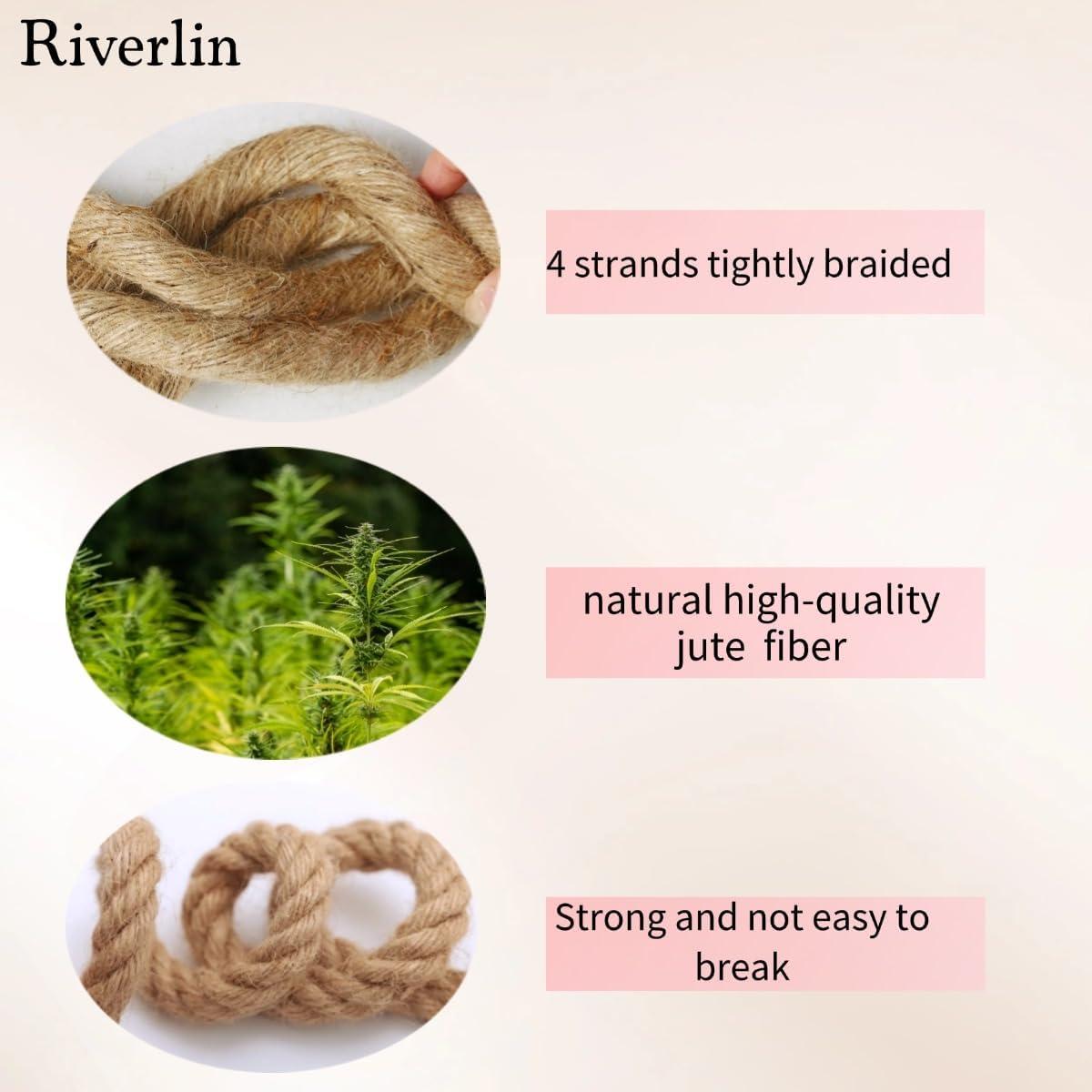 Cuerda de yute trenzada RIVERLIN 30.48m 1.27cm alta resistencia