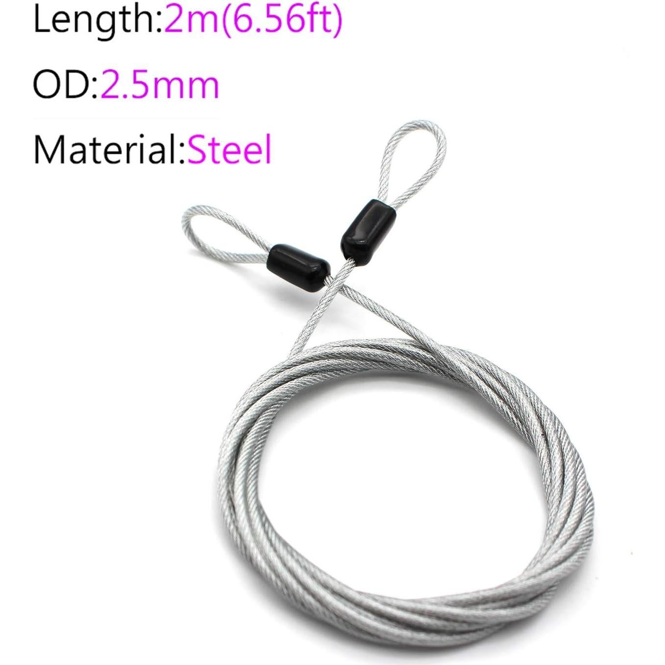 Cable de Acero Trenzado WANLIAN 2.0 m con Doble Anillo