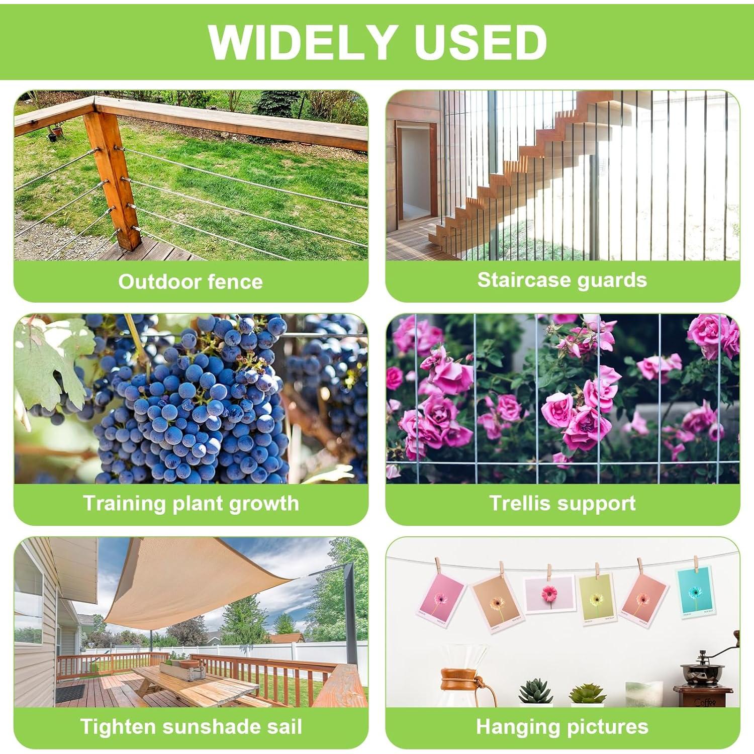 Kit de Cable de Acero Inoxidable MAPVOLUT 36.58m 1.59mm con Tensores