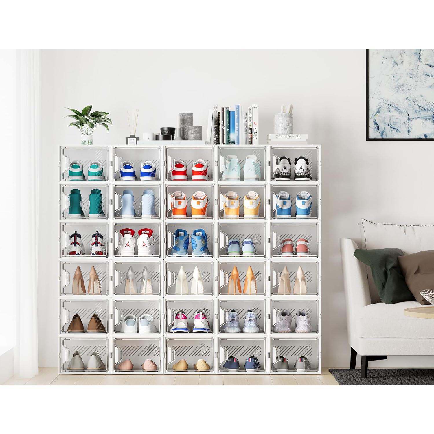 Organizador de Zapatos SIMPDIY 12 Piezas Apilables 34L Blanco