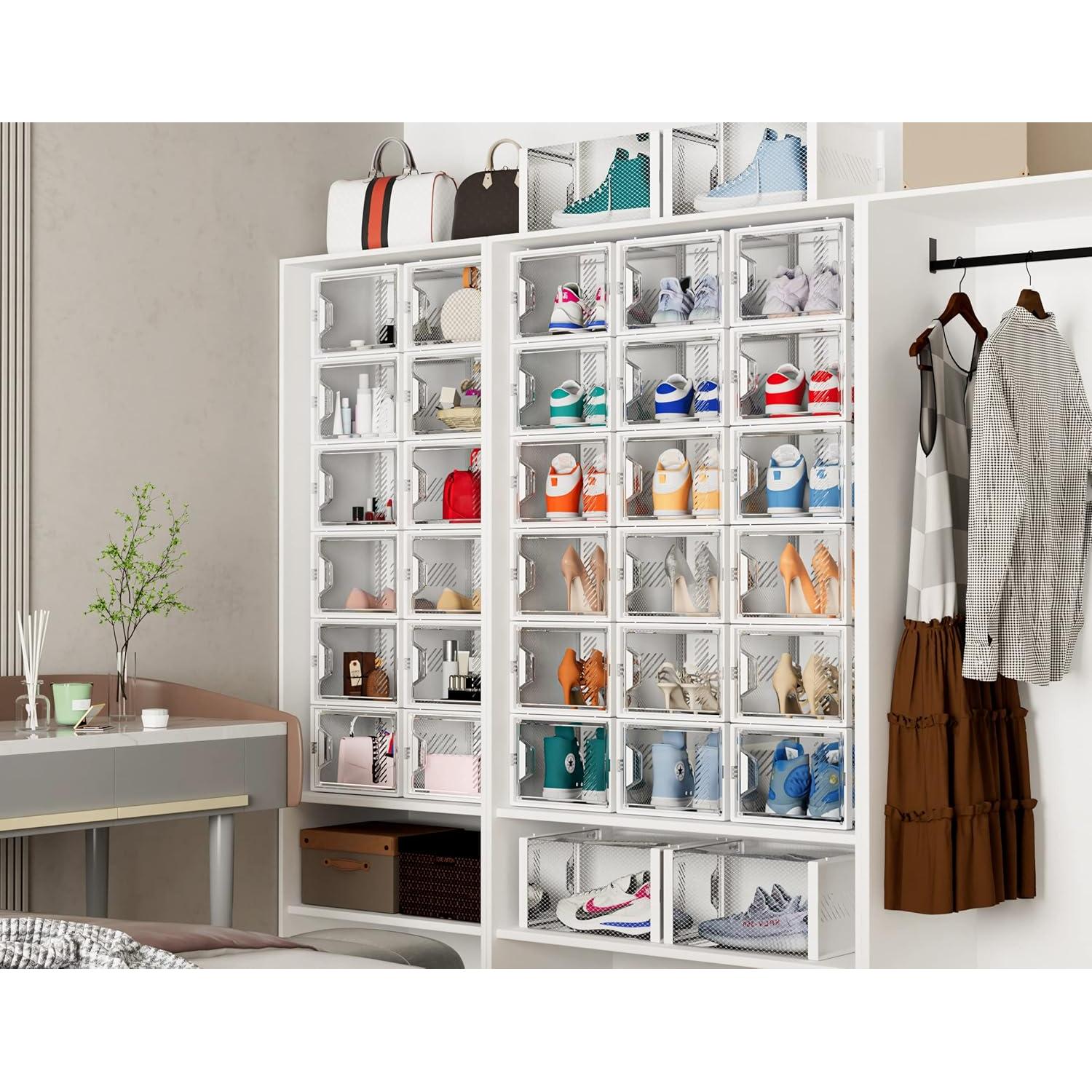 Organizador de Zapatos SIMPDIY 12 Piezas Apilables 34L Blanco