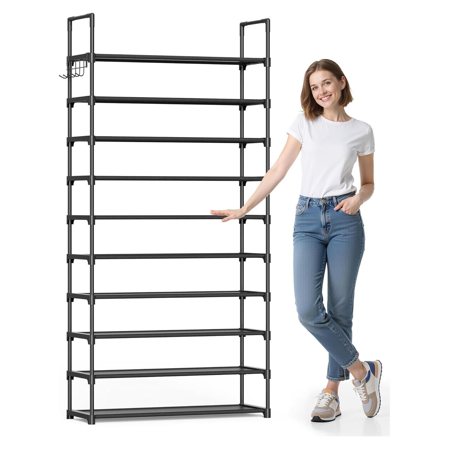 Zapatero Kitsure 10 Niveles Negro 81.5x30x174 cm Organizador