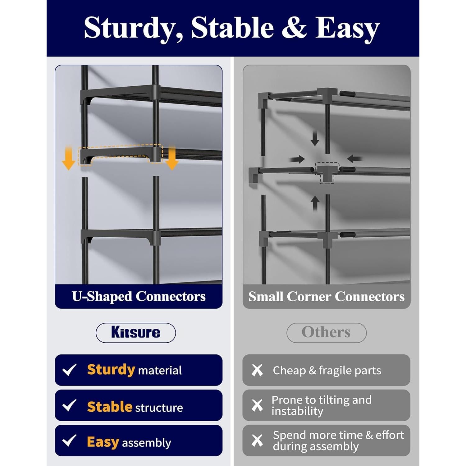 Zapatero Kitsure 10 Niveles Negro 81.5x30x174 cm Organizador