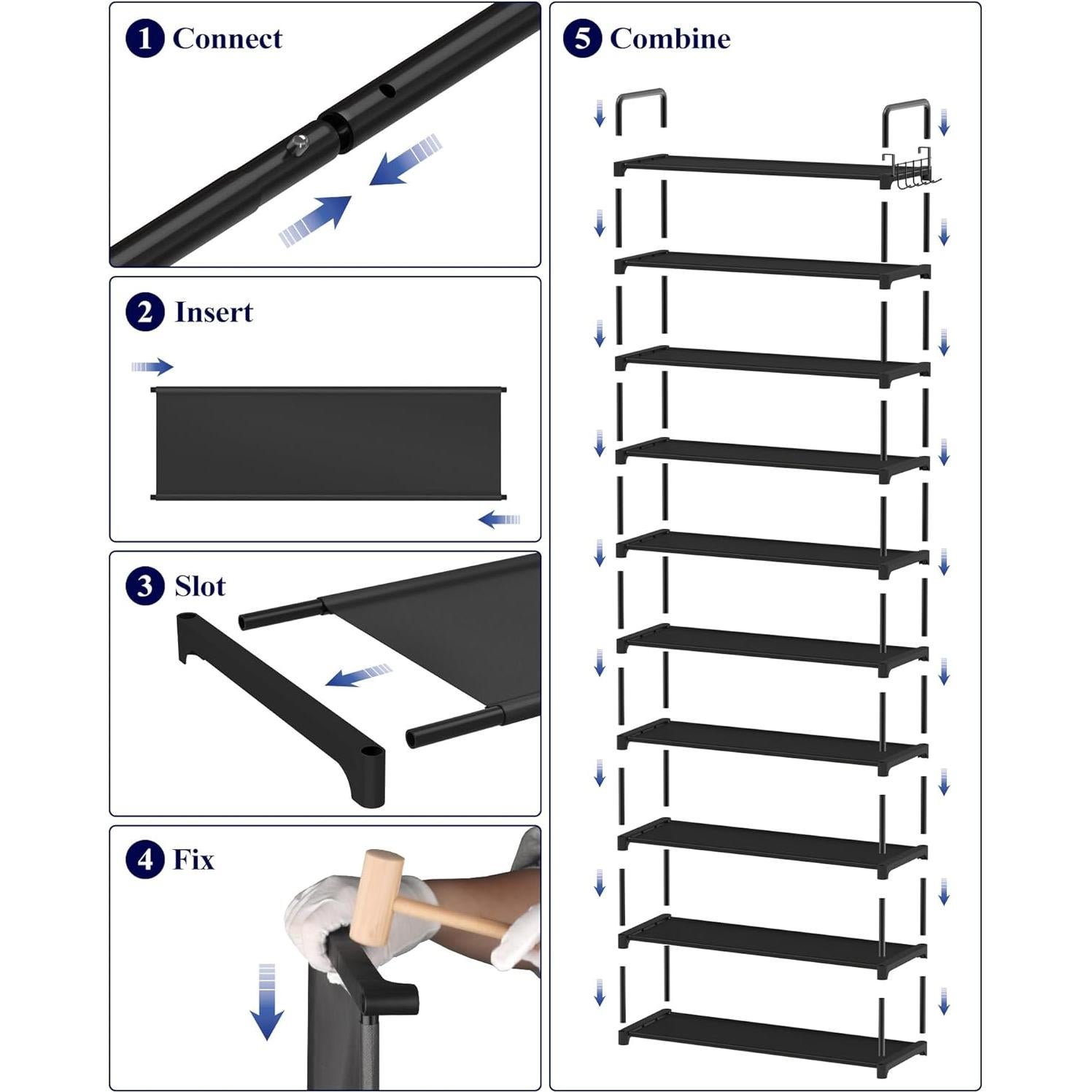 Zapatero Kitsure 10 Niveles Negro 81.5x30x174 cm Organizador