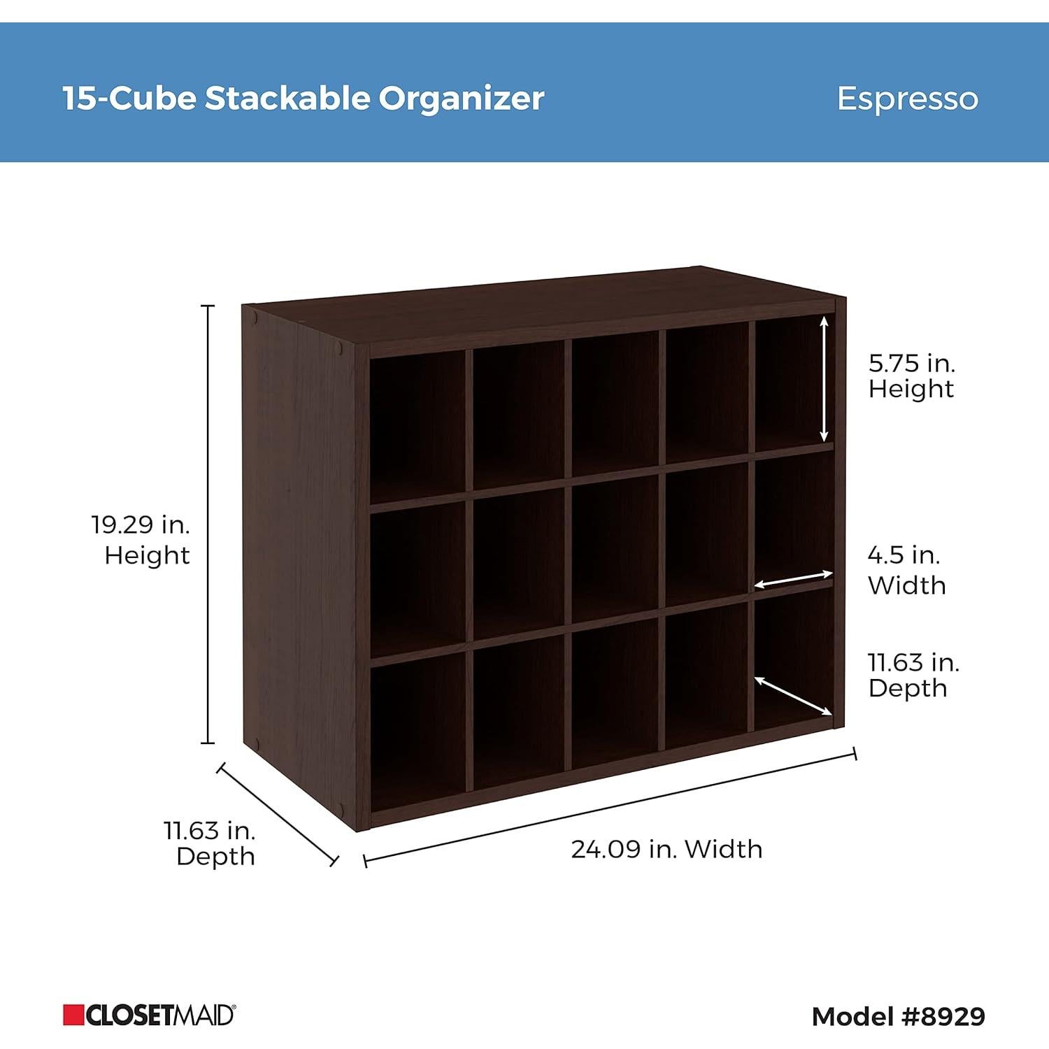 Organizador de Almacenamiento Apilable ClosetMaid 15 Cubos Espresso