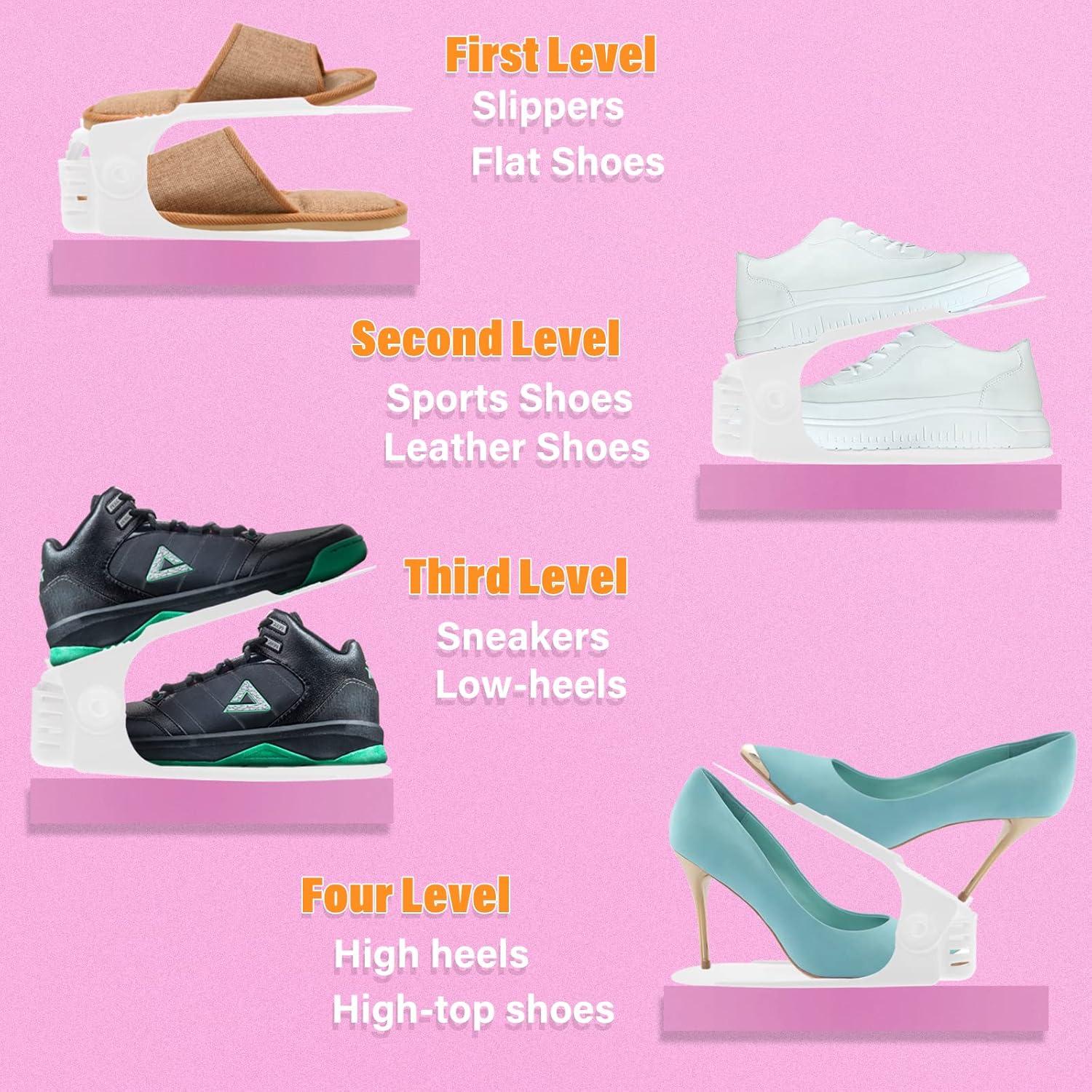 Organizador de Zapatos LEIMO, Paquete de 20, Doble Capa Ajustable