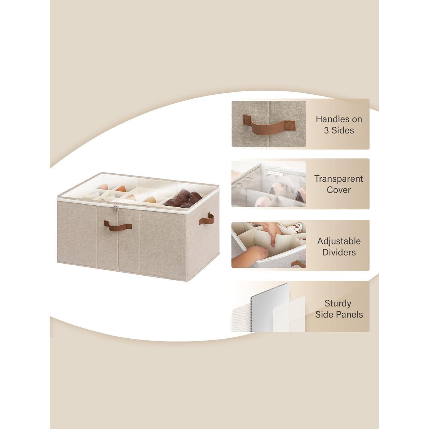 Organizador de Zapatos StorageWorks Grande 24 Pares Beige Marrón