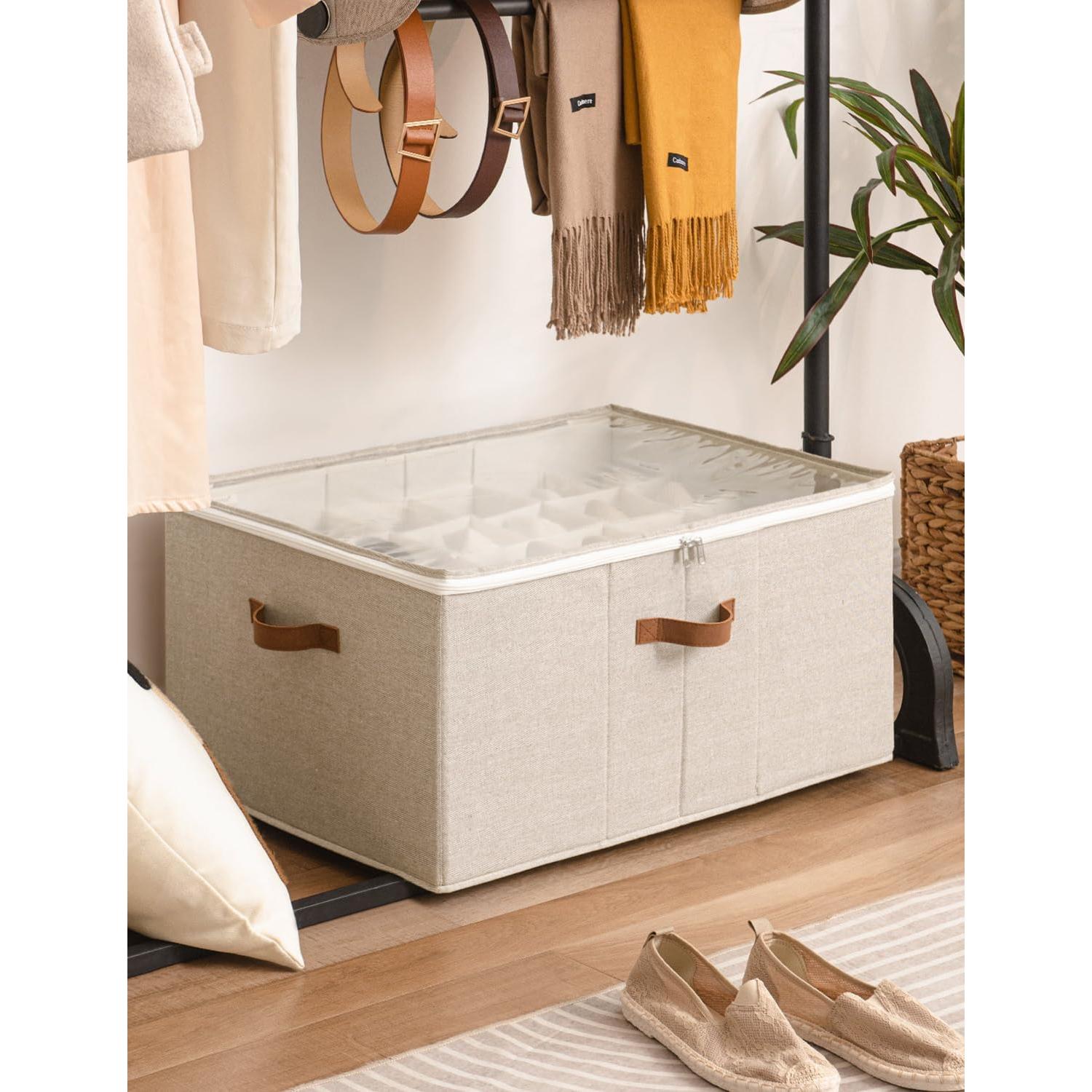 Organizador de Zapatos StorageWorks Grande 24 Pares Beige Marrón