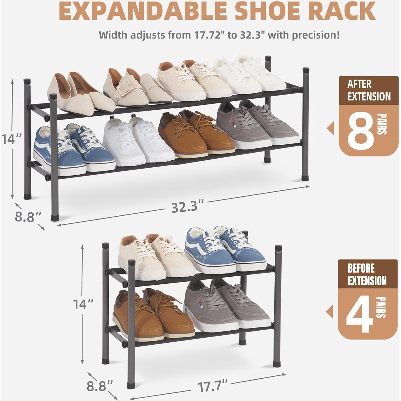 Estante para Zapatos Expandible STORAGE MANIAC 2 Niveles Negro