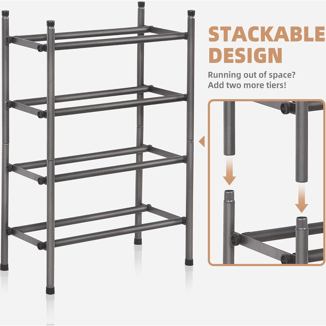 Estante para Zapatos Expandible STORAGE MANIAC 2 Niveles Negro