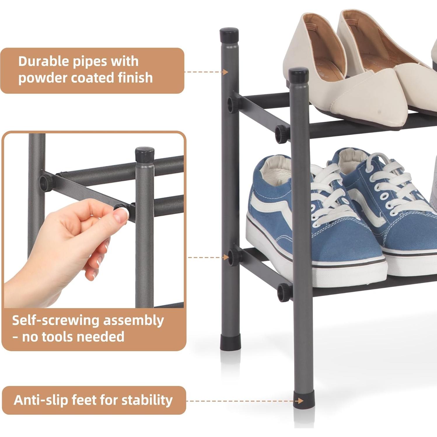 Estante para Zapatos Expandible STORAGE MANIAC 2 Niveles Negro