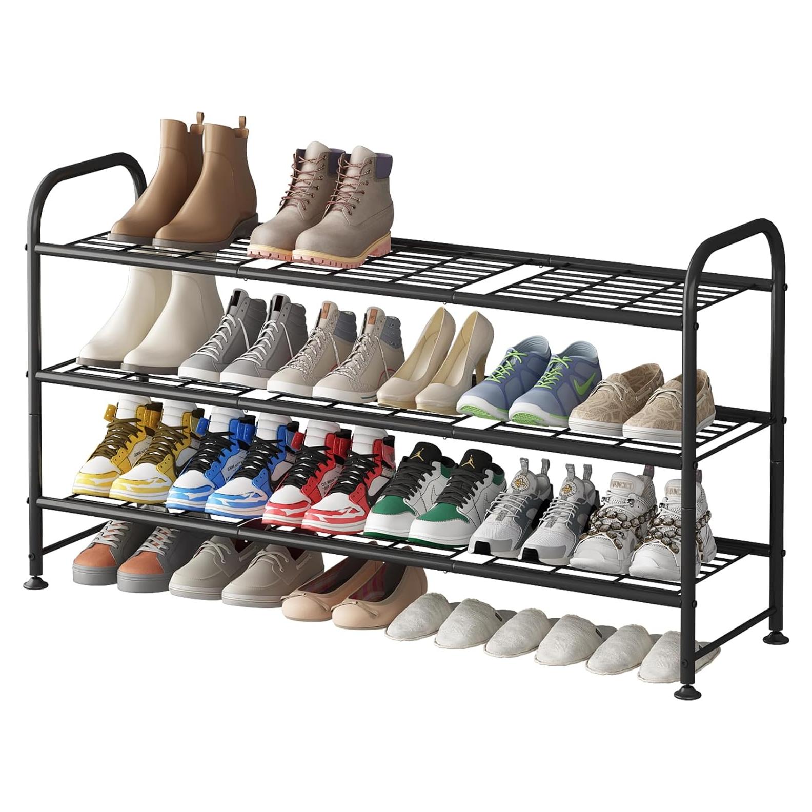 Estante para zapatos LINZINAR 3 niveles metal negro 20-24 pares