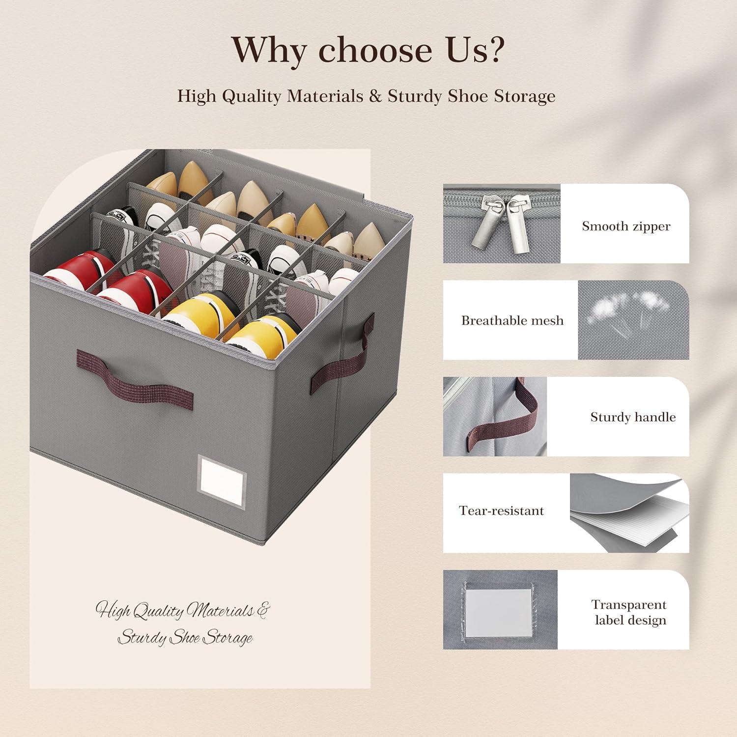 Organizador de Zapatos Criusia Gris - 2 Piezas, Tela Oxford