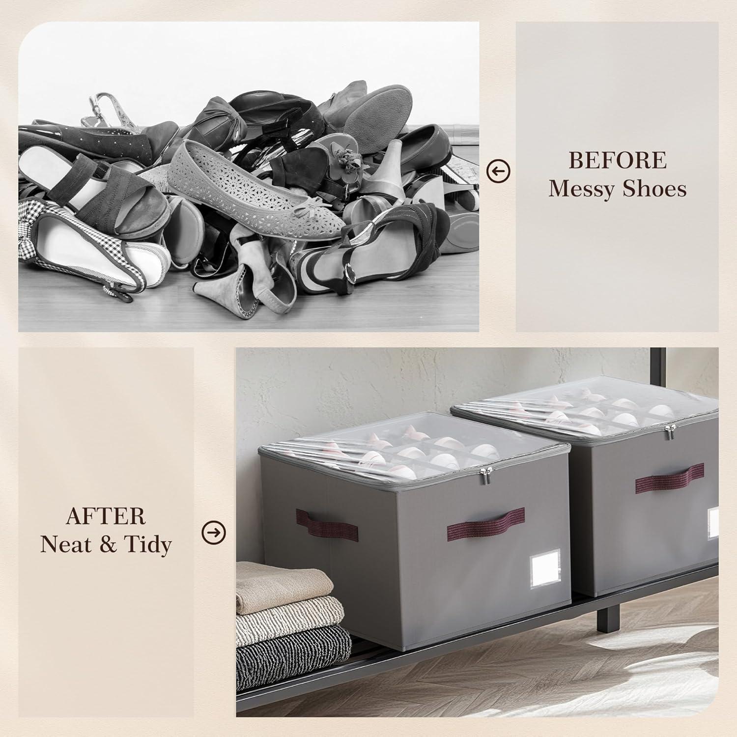 Organizador de Zapatos Criusia Gris - 2 Piezas, Tela Oxford