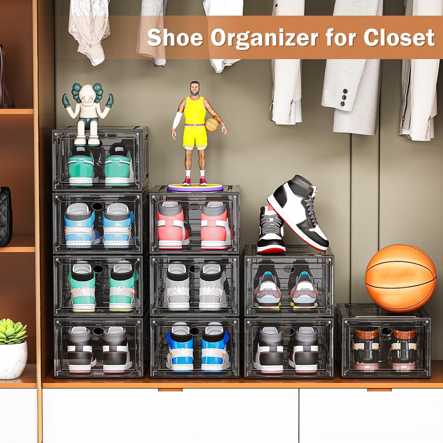 Organizador de Zapatos Apilable Caktraie 10 Paquete Negro