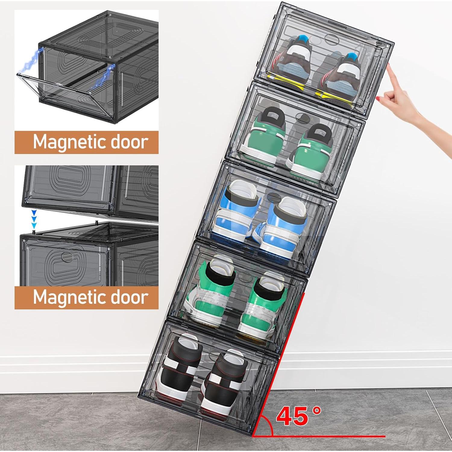Organizador de Zapatos Apilable Caktraie 10 Paquete Negro