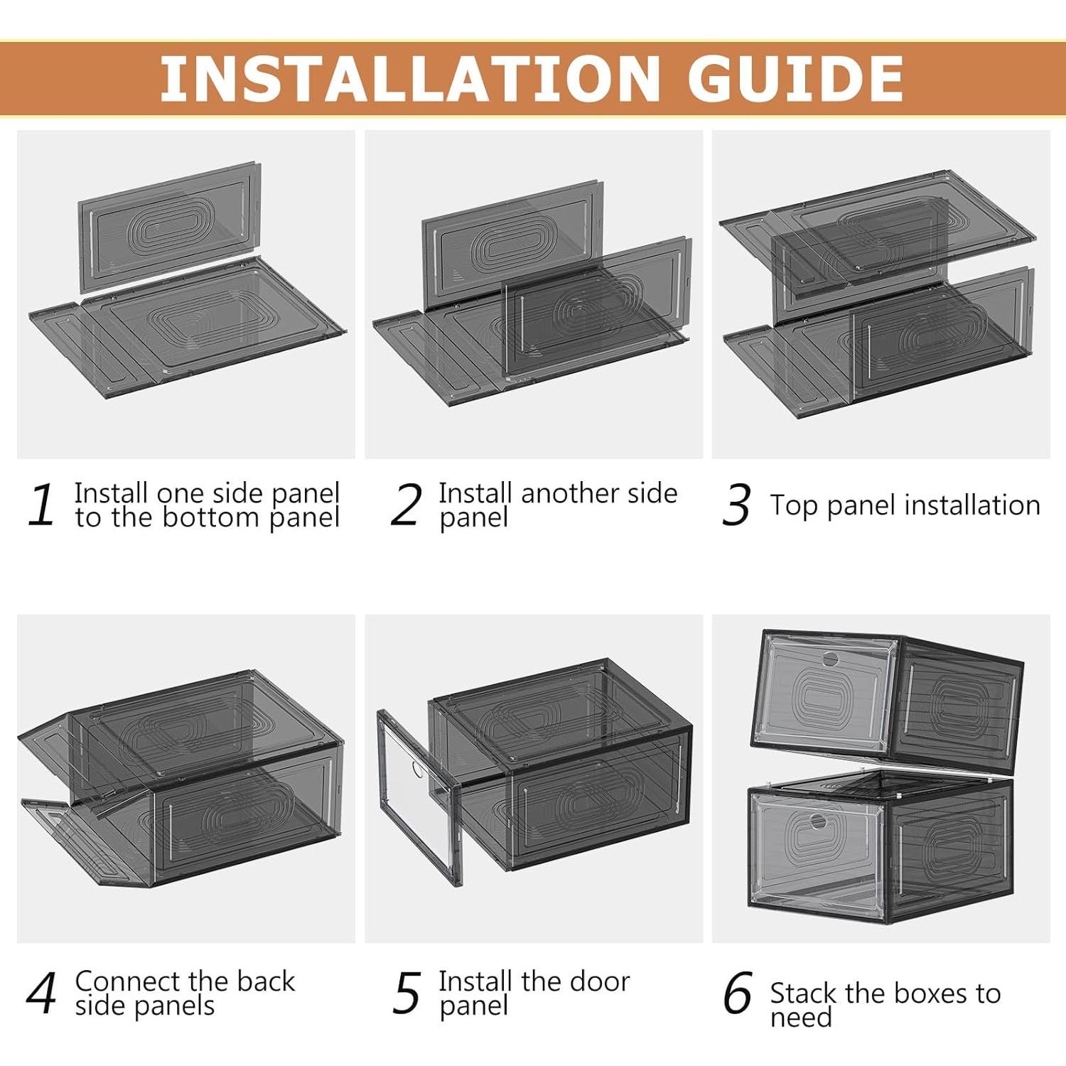 Organizador de Zapatos Apilable Caktraie 10 Paquete Negro