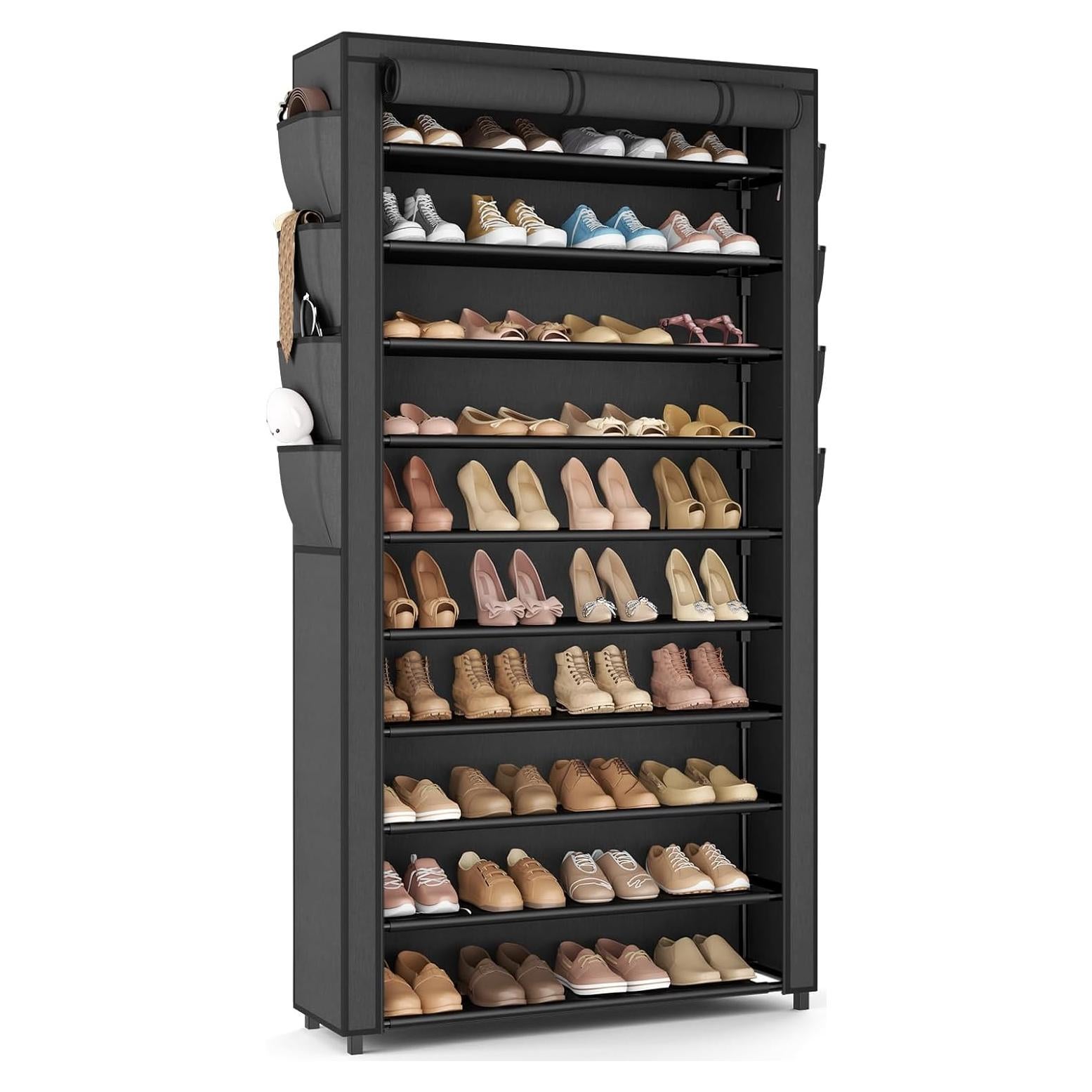 Estante Alto para Zapatos VTRIN 10 Niveles 175 cm Negro