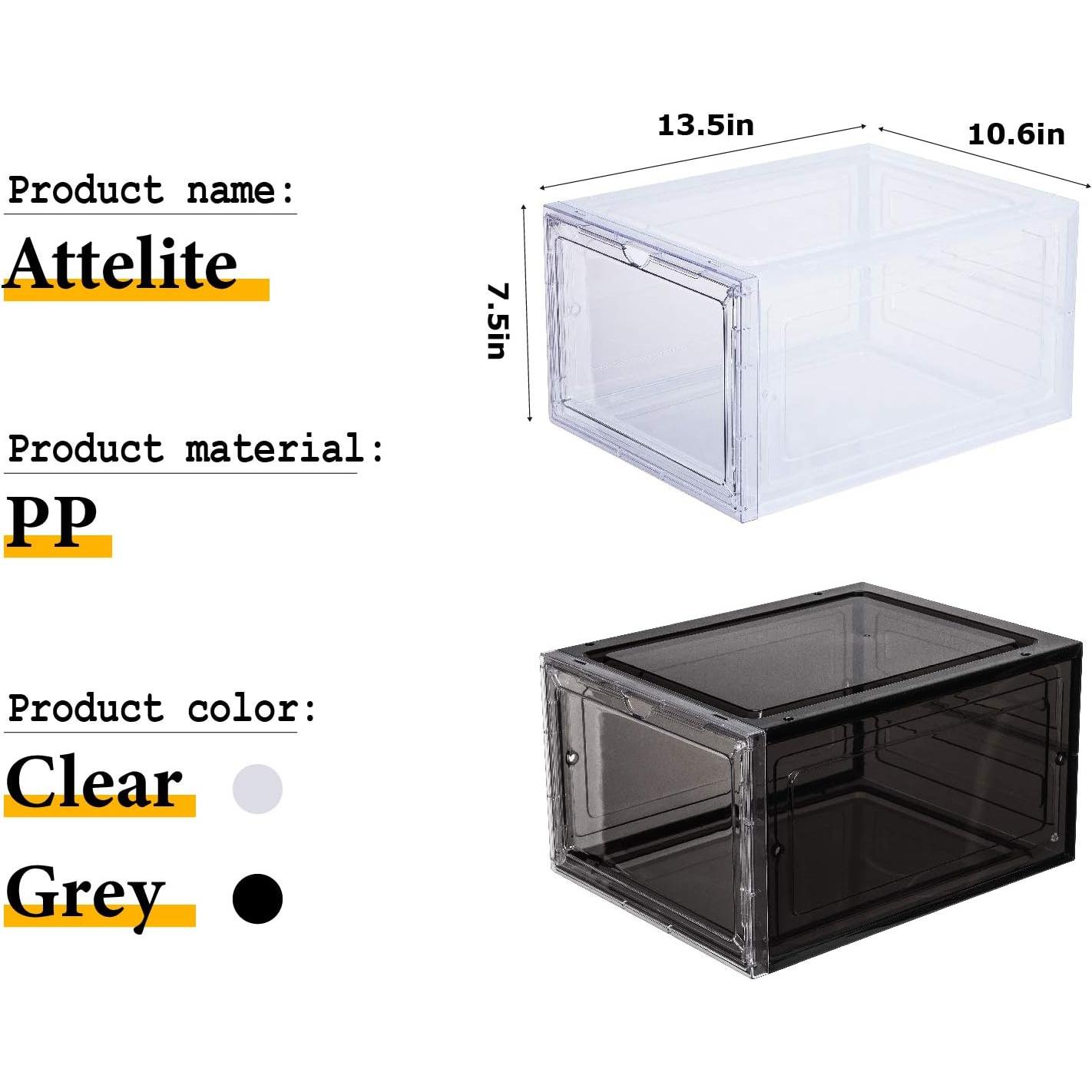 Organizador de Zapatos Attelite, Set de 6 Cajas Apilables Transparentes