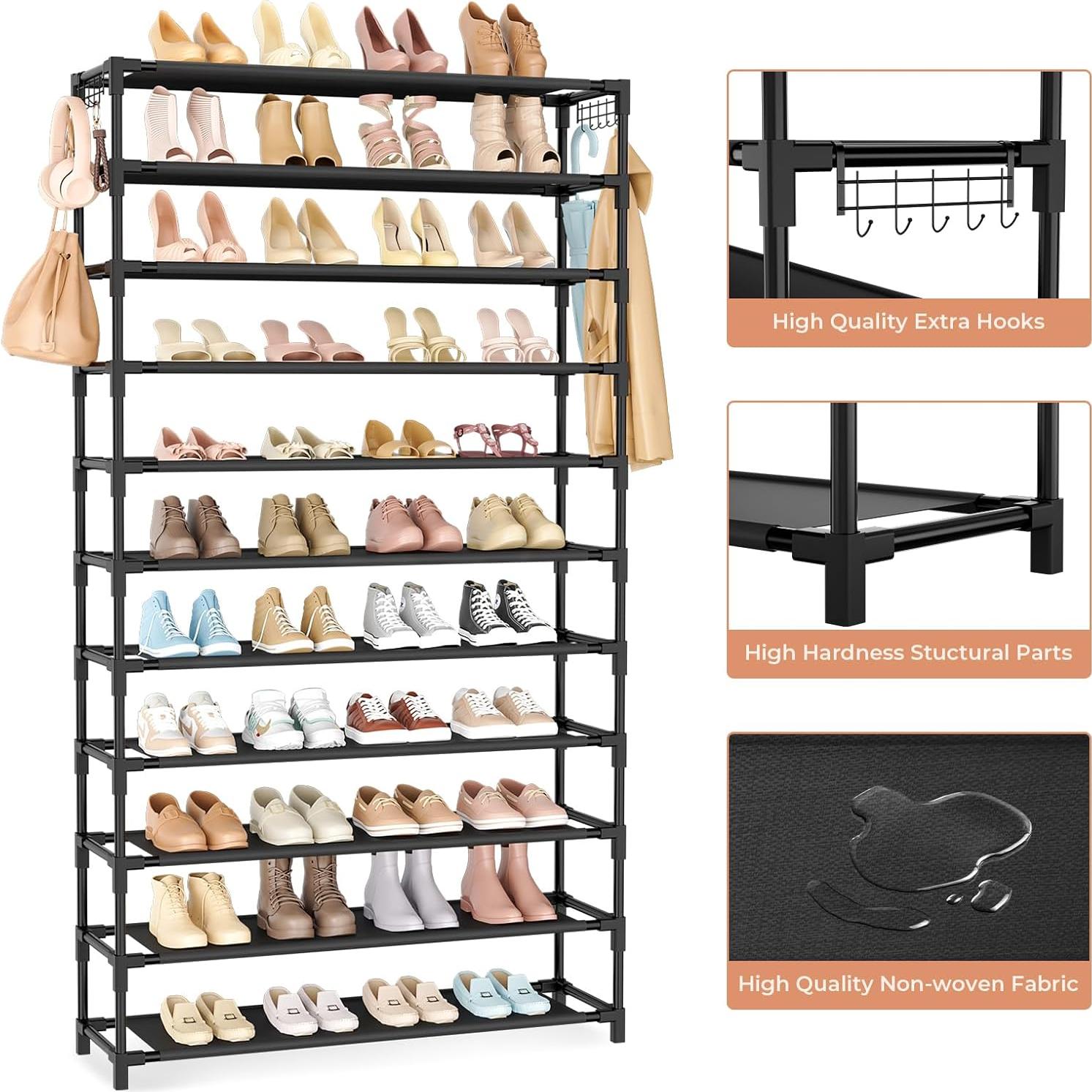 Estante para zapatos VILICK 11 niveles 55 pares negro