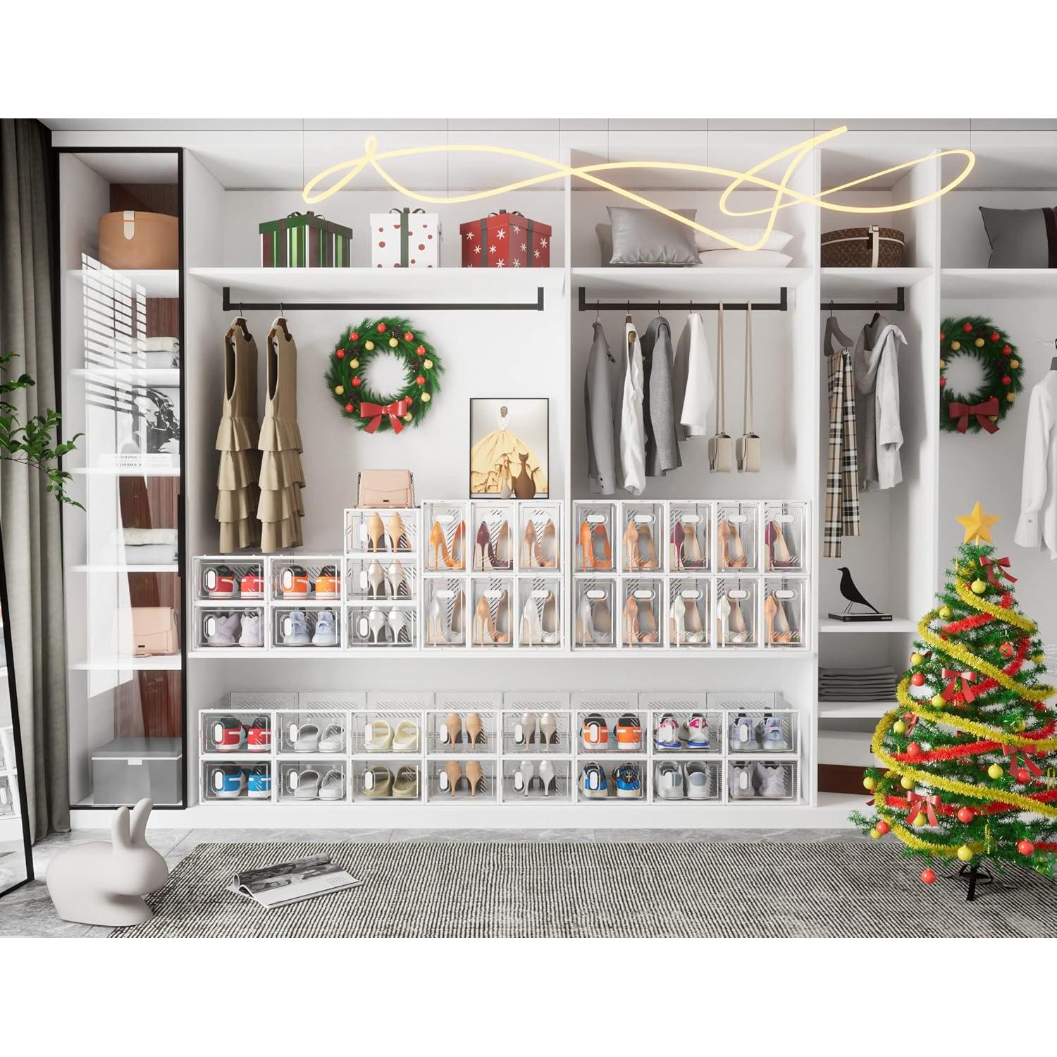 Organizador de Zapatos SIMPDIY 12 Cajas Apilables Transparentes