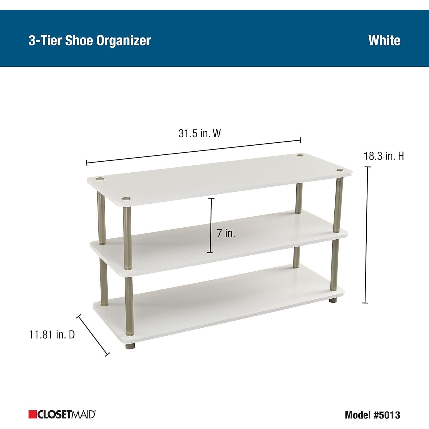 Estante organizador de 3 niveles ClosetMaid para zapatos blanco