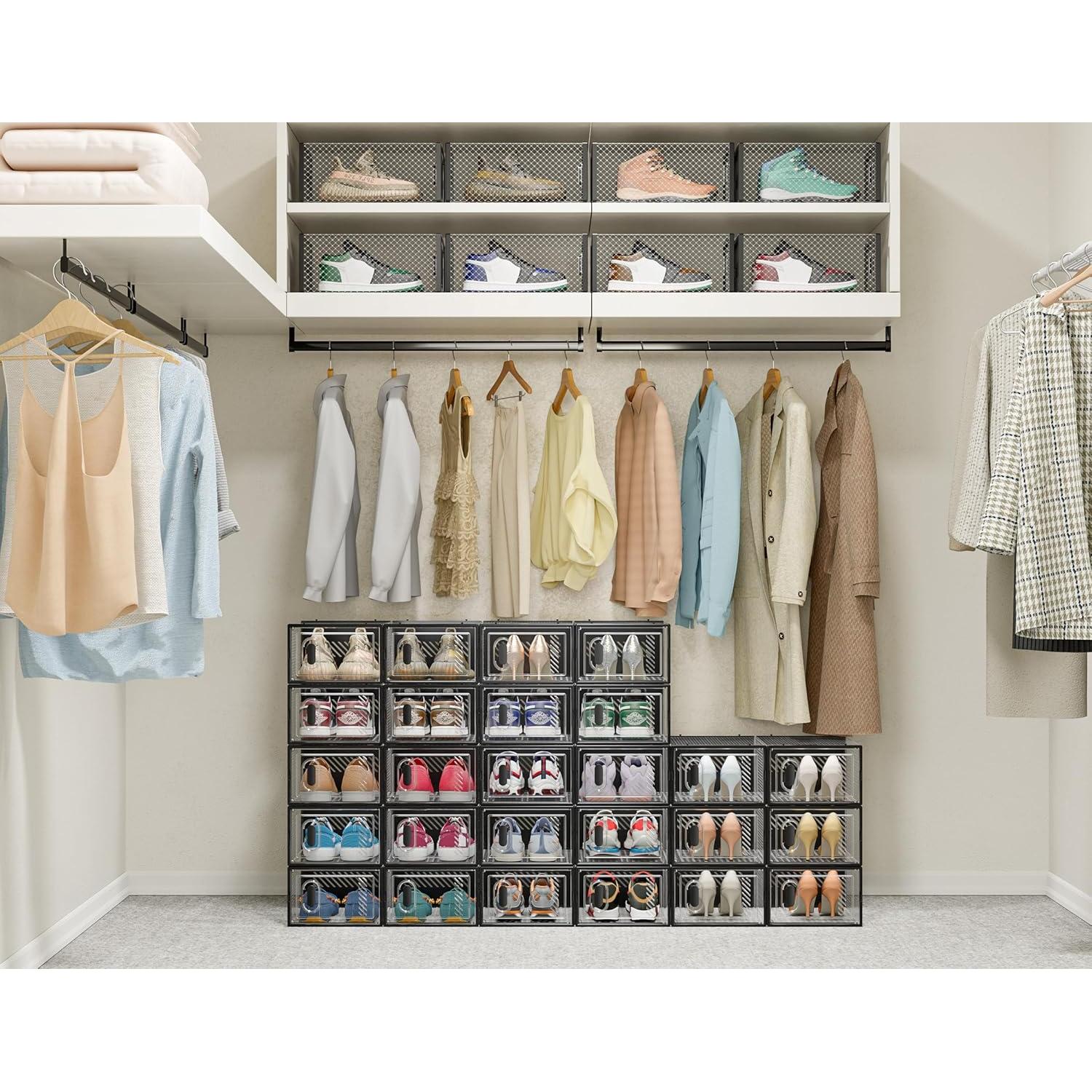 Organizador de Zapatos SIMPDIY 12 Cajas Apilables Negro