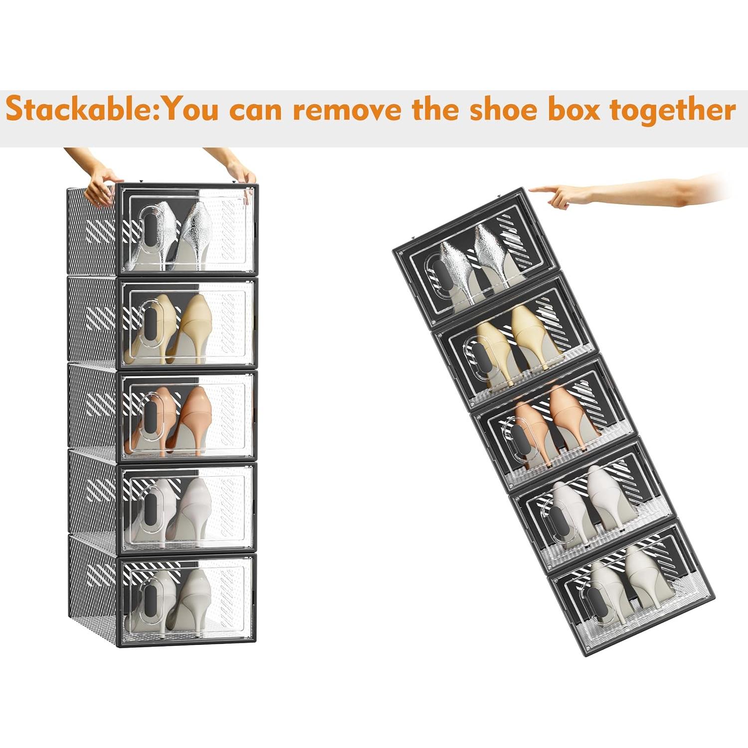 Organizador de Zapatos SIMPDIY 12 Cajas Apilables Negro