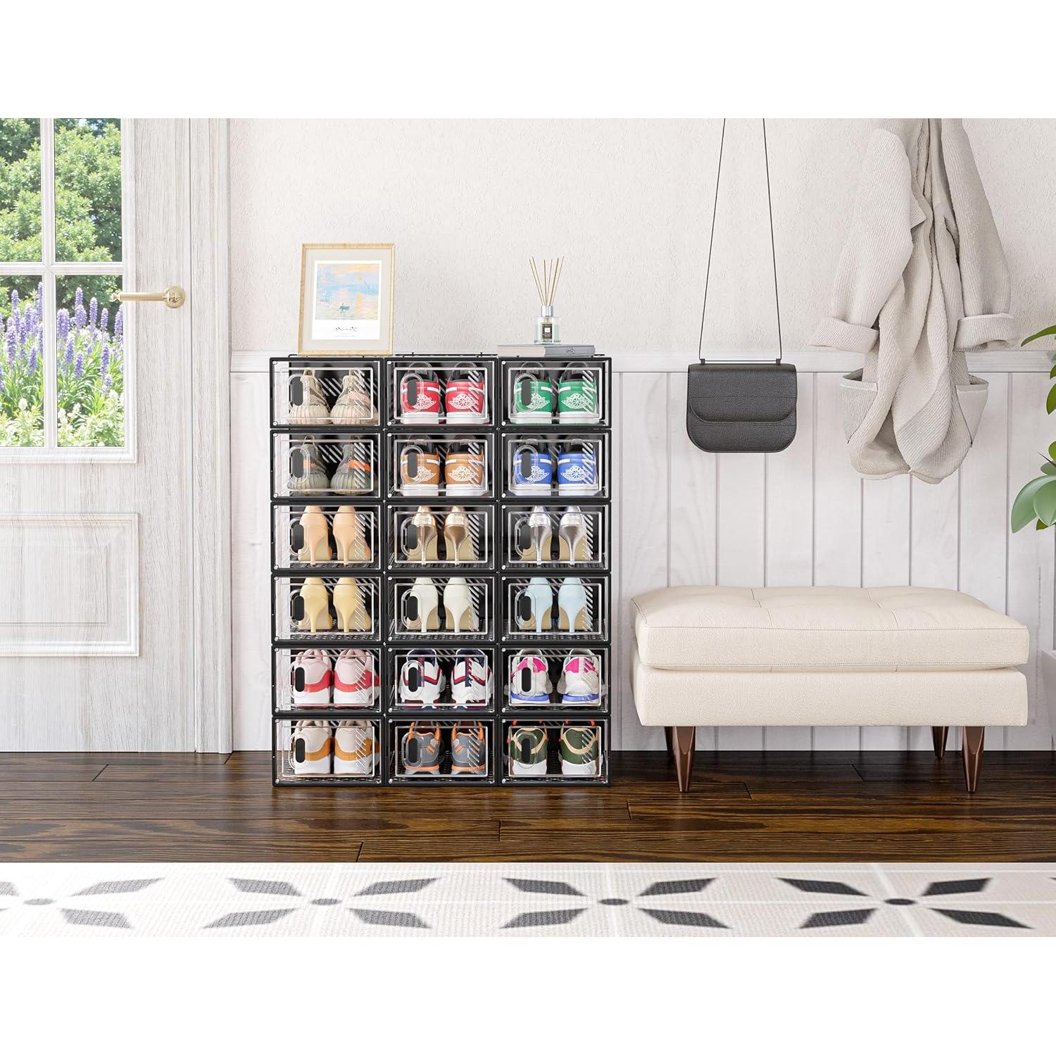 Organizador de Zapatos SIMPDIY 12 Cajas Apilables Negro