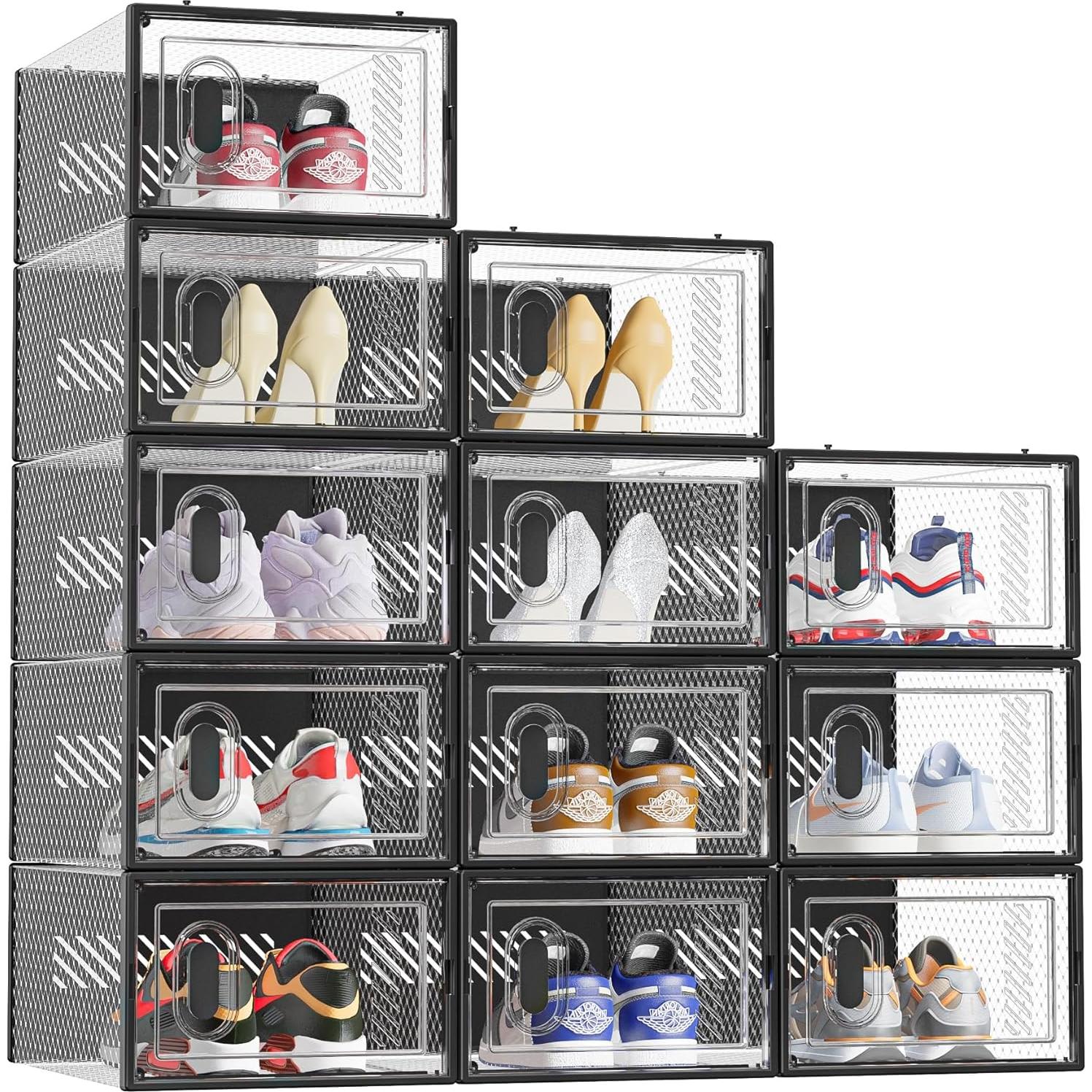 Organizador de Zapatos SIMPDIY 12 Cajas Apilables Negro