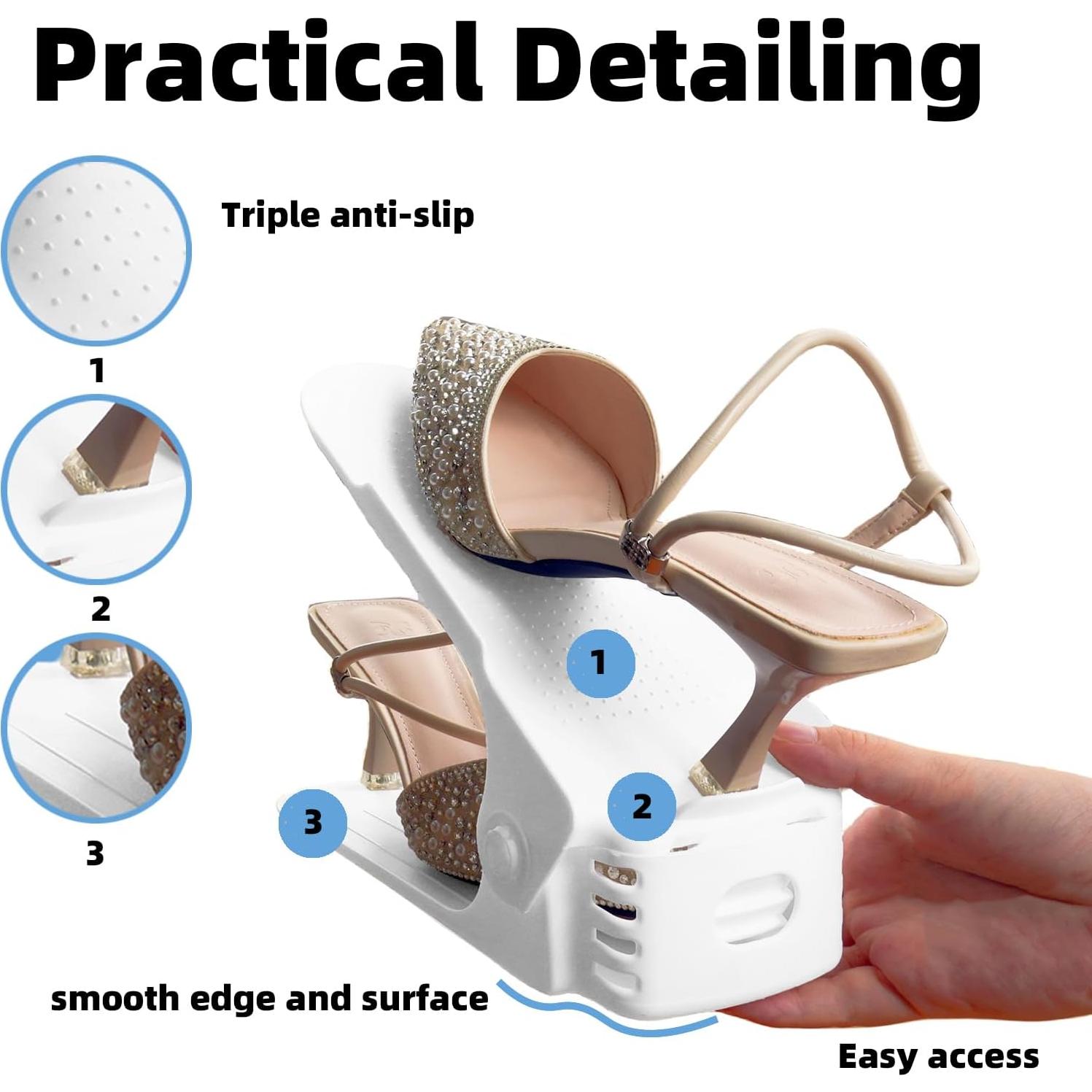 Organizador de Zapatos Yashong 36PCS Blanco Ajustable 50% Ahorro Espacio