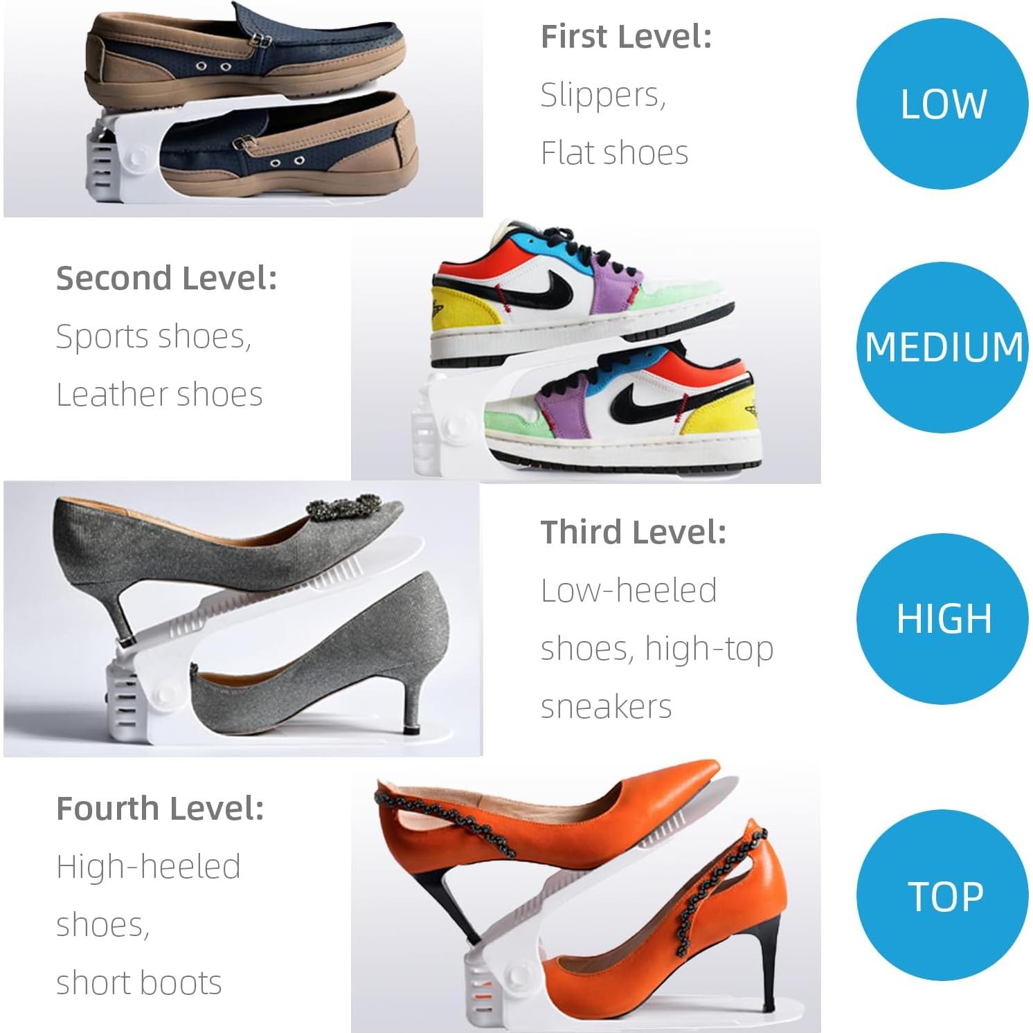 Organizador de Zapatos Yashong 36PCS Blanco Ajustable 50% Ahorro Espacio