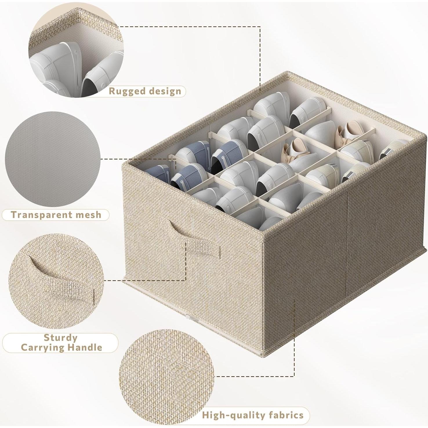 Organizador de Zapatos FHSQX 2 Pack Plegable Beige 24 Pares